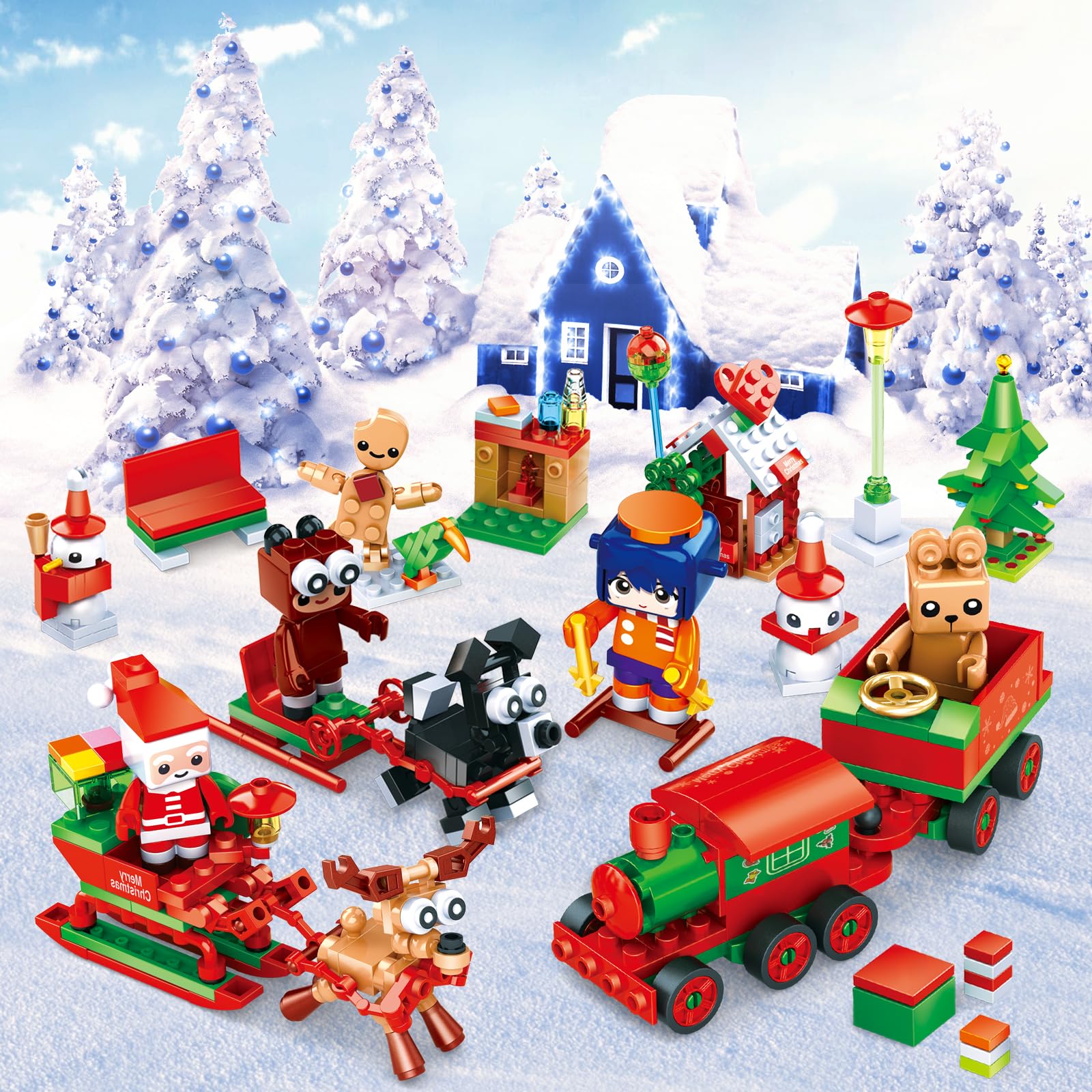 ZYLEGEN Christmas Building Blocks Set - 12 Pack Mini Bricks for Kids Ages 6-12 | Fun Holiday Party Favors, Advent Calendar Fillers & Classroom Prizes | Compatible with Lego | Perfect for Christmas Gifts, Stocking Stuffers & STEM Learning Toys