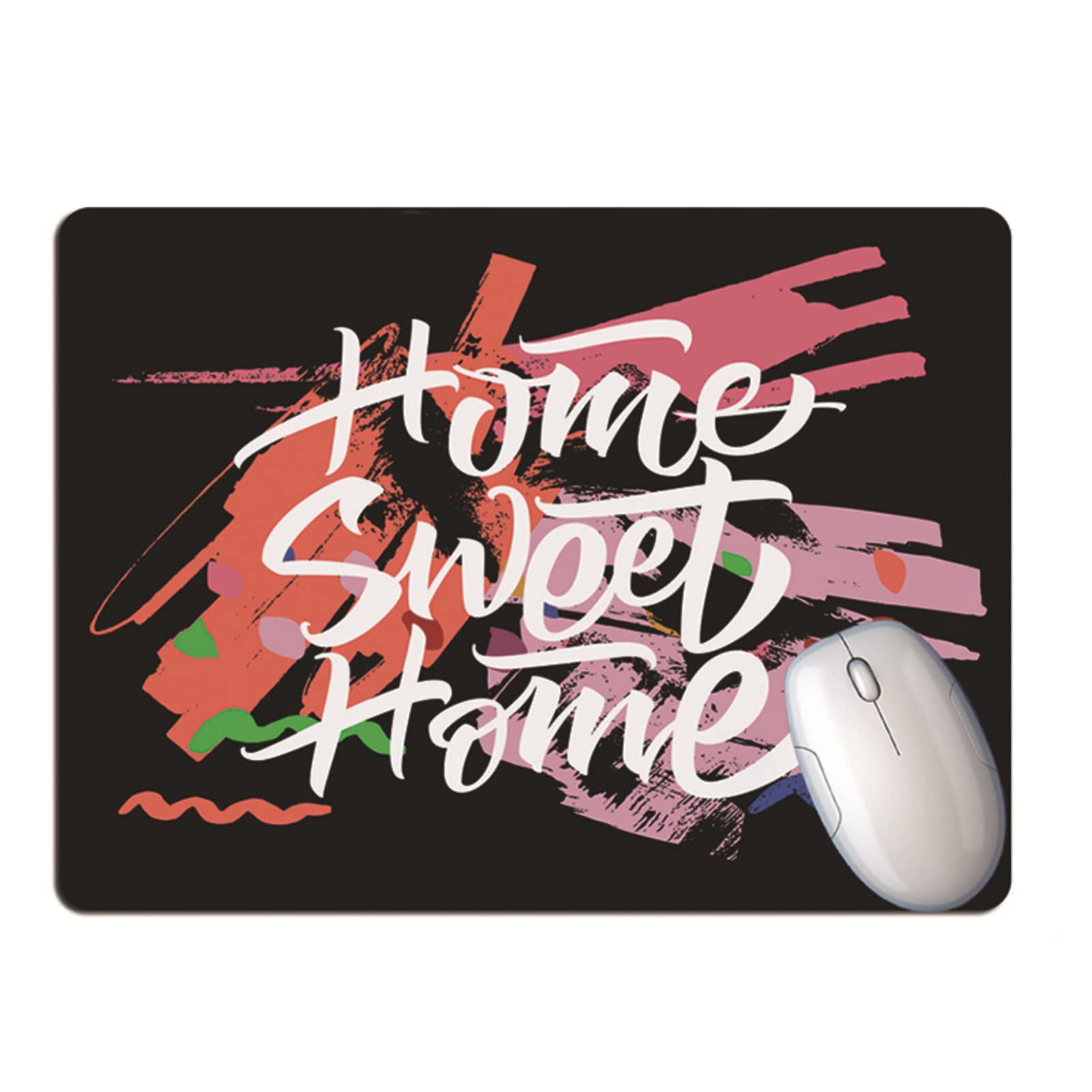 JENPECH Black Floral Mouse Pad - Soft Anti-Slip Rubber Base with Wrist Support for Office, Gaming & Computer Use - Romantic Flower Design Desk Accessory for Work & Home