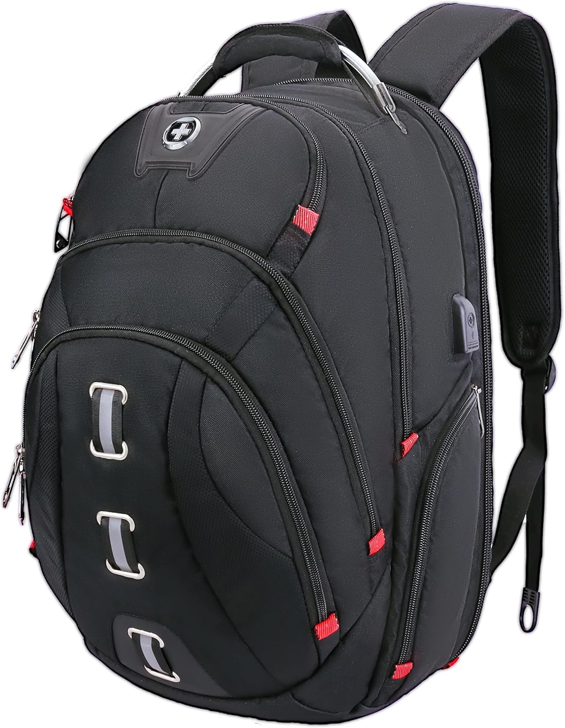 Swissdigital USB Charging Travel Laptop Backpack for Men - Anti-Theft RFID College Backpack Fits 15.6 Inch Notebook - Perfect for Business Travel, Commuting & School Use