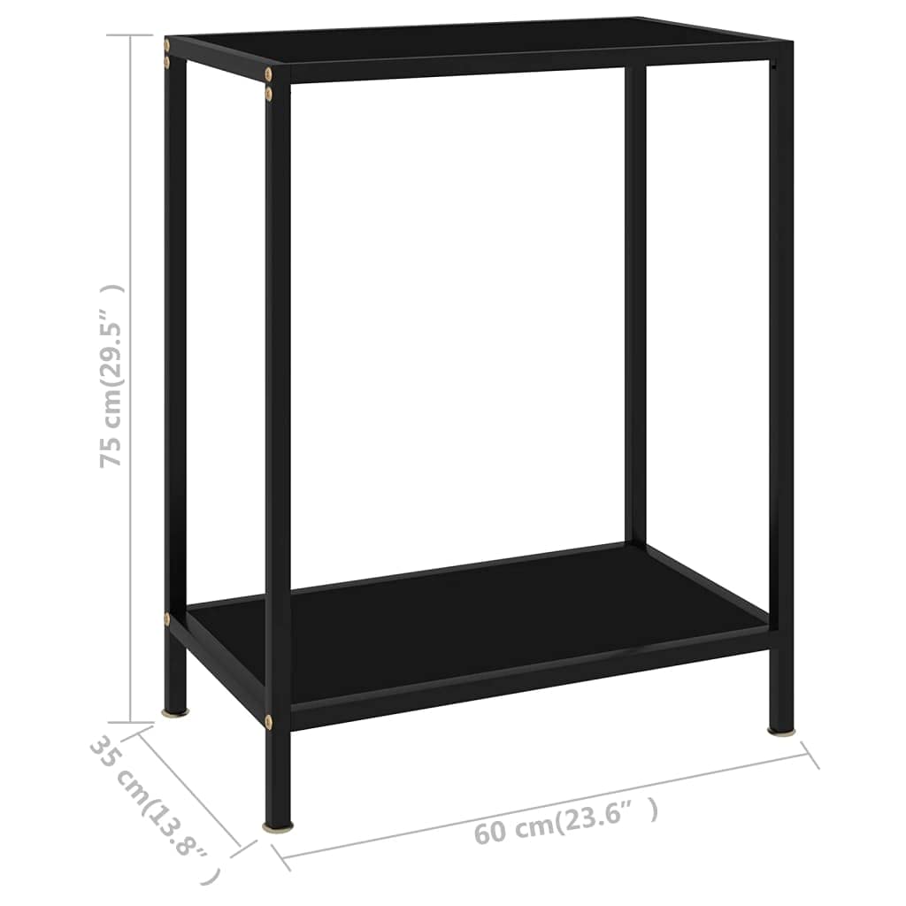 Modern Narrow Console Table with Tempered Glass Top - 23.6