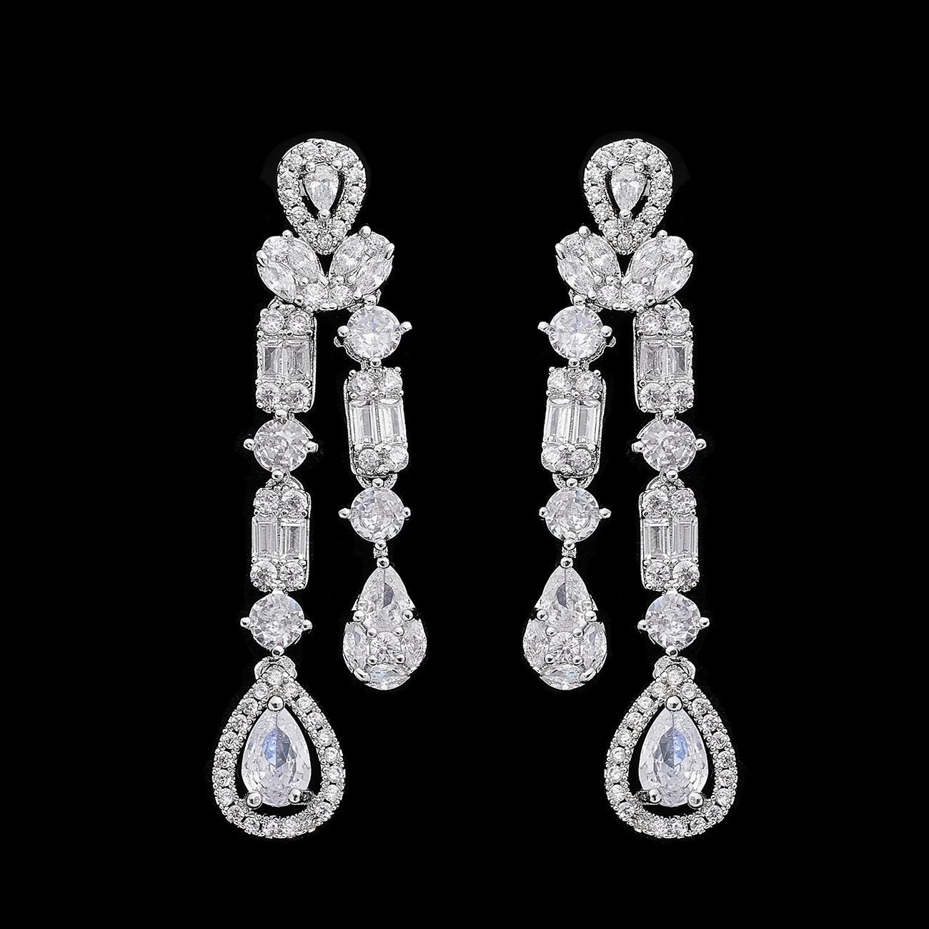 4 Piece Cubic Zirconia Bridal Wedding Jewelry Set with Crystal Accents - Elegant Necklace, Earrings, Bracelet & Ring for Brides, Bridesmaids & Formal Occasions
