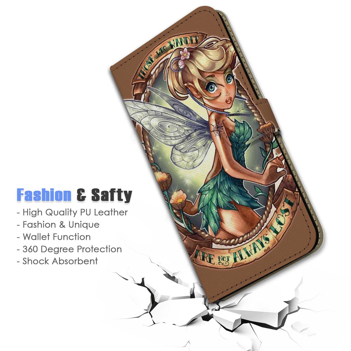 Tinkerbell Flip Wallet Phone Case for iPhone 6 Plus/6s Plus/7 Plus/8 Plus - Premium Leather Cover with Card Slots | Perfect for Work, Travel & Everyday Use