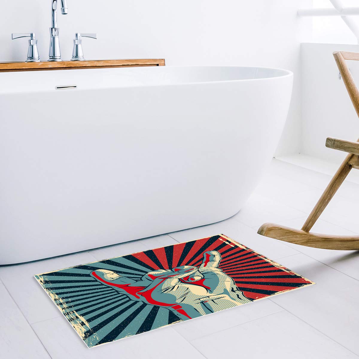 Washable Non-Slip Doormat with Rock N Roll Gesture - Super Soft Fiber Floor Mat for Living Room, Bedroom, Kitchen, Entryway - 20x31.5 Inches - Perfect for Home Decor, Pet-Friendly & High-Traffic Areas