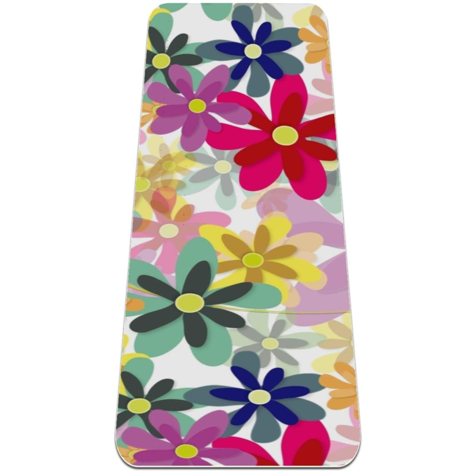 Premium Non-Slip Thick Yoga Mat for Women - Extra Cushioning Workout & Exercise Mat with Vibrant Floral Design - Ideal for Home Gym, Pilates, Hot Yoga & Fitness Training