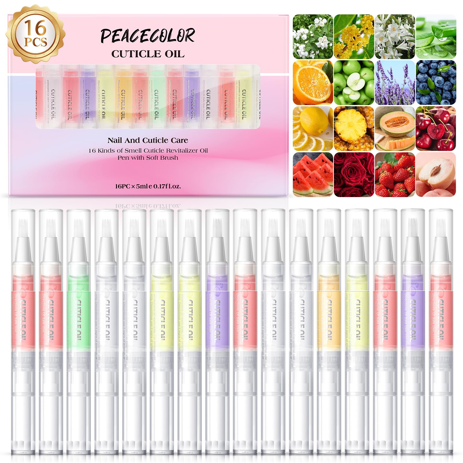 16Pcs Cuticle Oil Pen for Nails - Portable Nail Moisturizer & Strengthener Kit | Nail Care Treatment with Softener | Perfect for Home, Salon & Travel Use