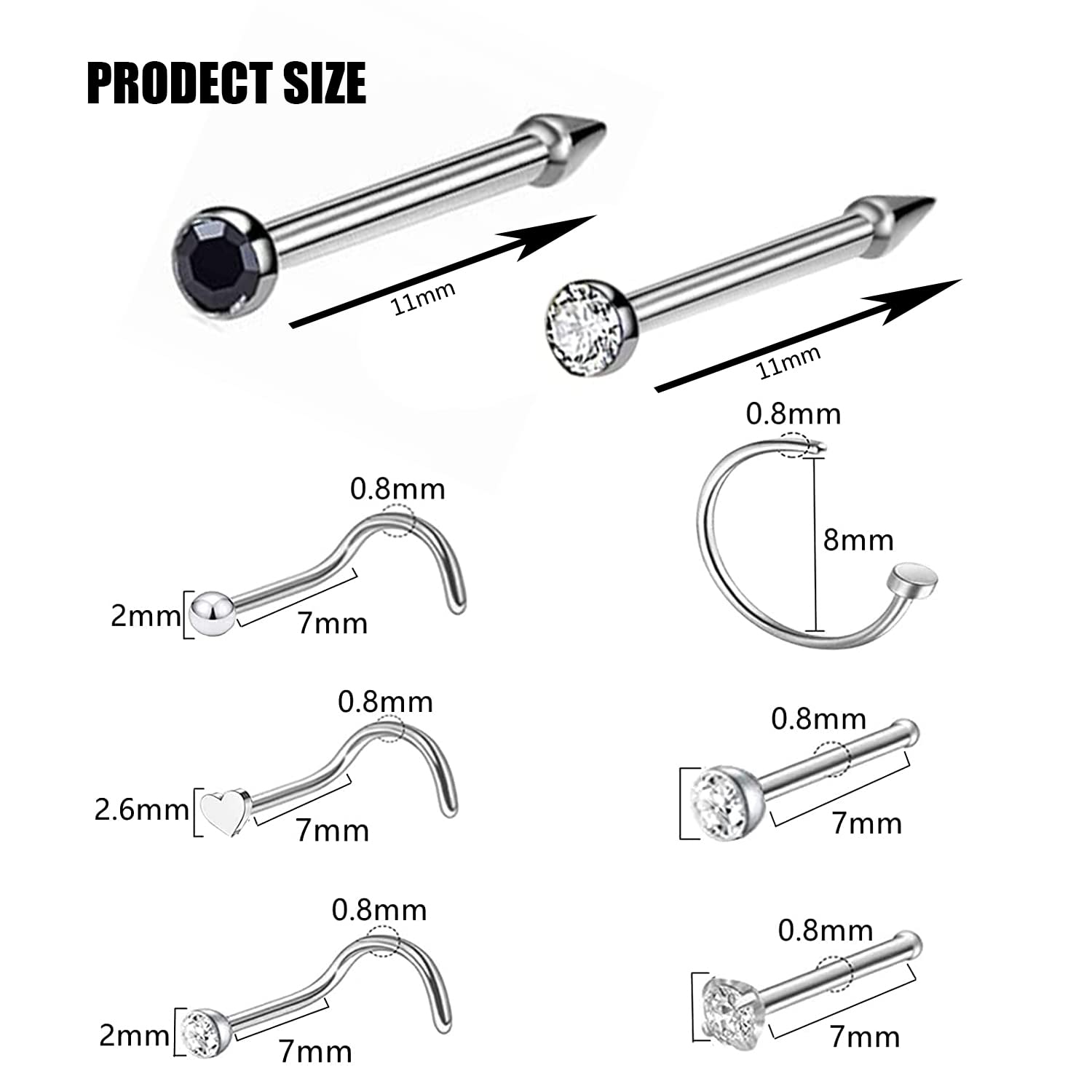 2 Pack Disposable Nose Piercing Kit with 6 Replaceable Nose Studs - Professional & Home Use for Safe Nose Piercing at Salon or DIY