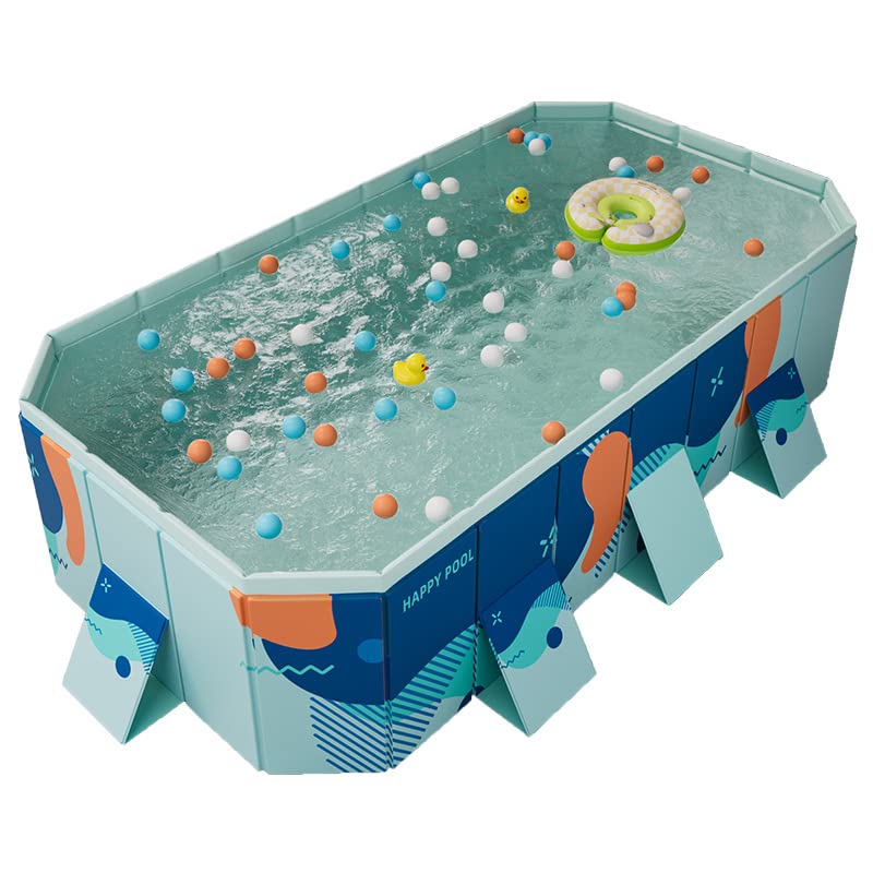 Foldable Hard Plastic Shell Non-Inflatable Swimming Pool for Adults & Family - 3m Rectangle Collapsible Portable Backyard Pool for Dogs & Pets | Outdoor Water Play, Summer Relaxation, Kids Splash Fun