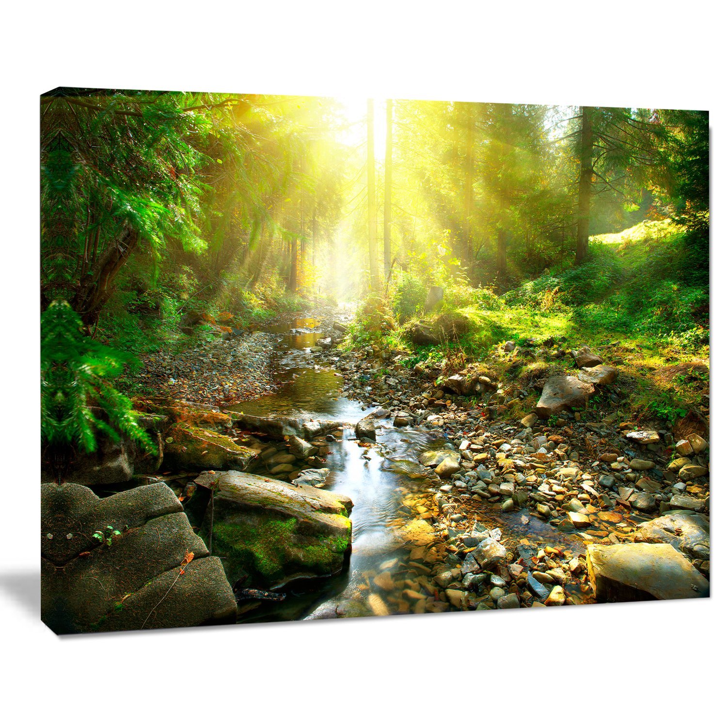 Stunning Mountain Stream in Forest Landscape Photography Canvas Print - Nature Wall Art for Living Room, Bedroom & Office Decor