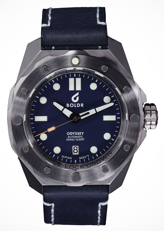 BOLDR Odyssey Stainless Steel Dive Watch - Blue Dial, Waterproof, Unisex for Men & Women - Perfect for Diving, Swimming & Outdoor Adventures