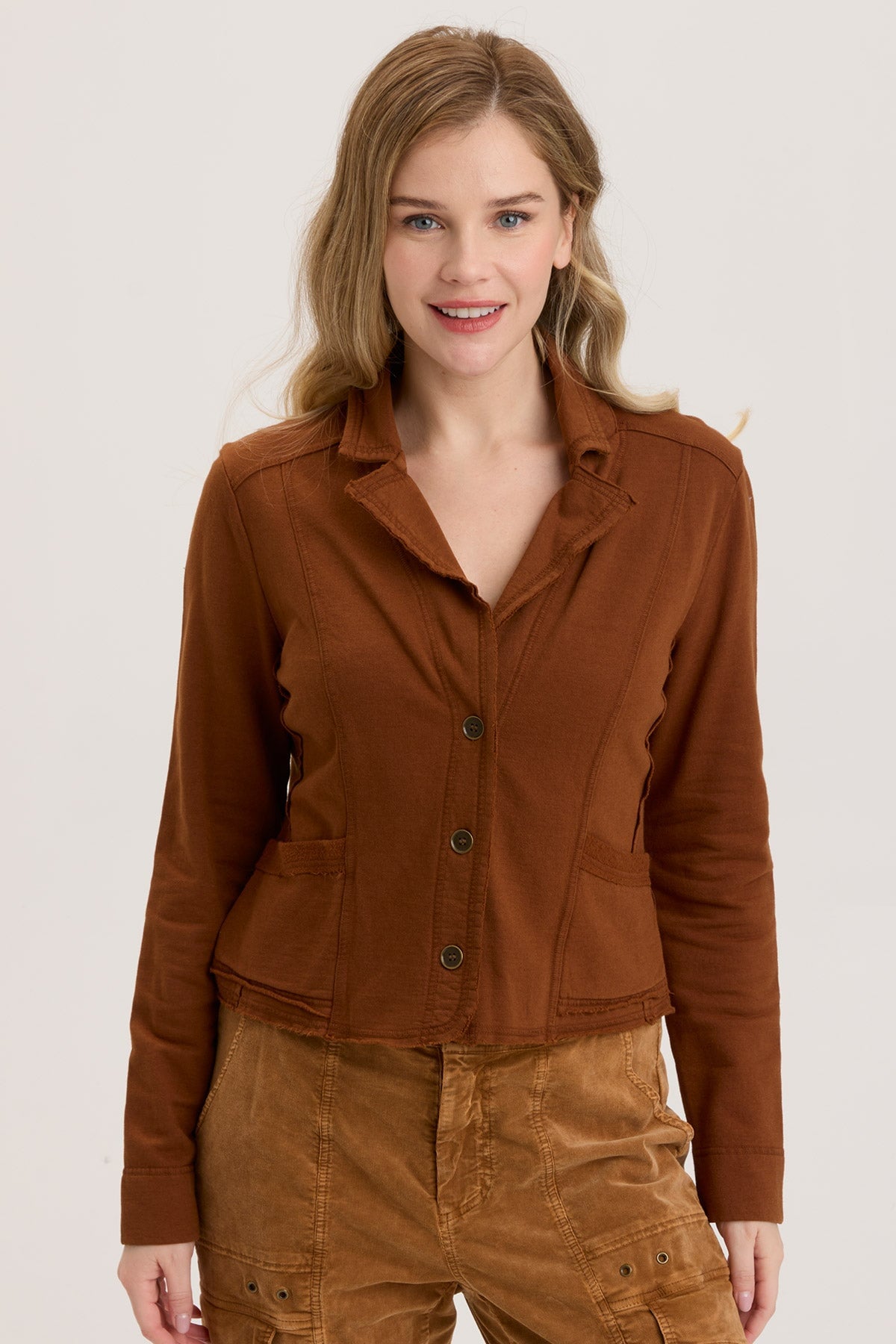 Damia Blazer Russet Pigment - Women's Stylish Casual Jacket for Office, Date & Fall Outfits | Trendy Autumn Outerwear