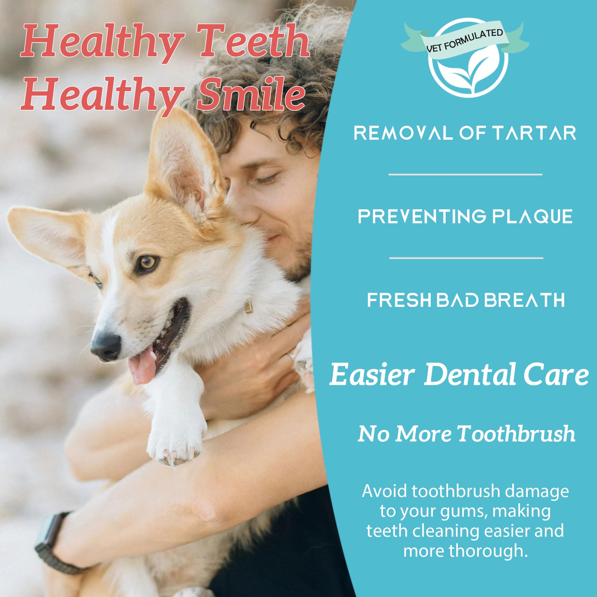 Natural Dog Dental Powder for Teeth Cleaning - Removes Plaque & Tartar, Freshens Breath with Probiotics (2.12 Oz) - Ideal for Daily Oral Care & Dental Hygiene for Dogs