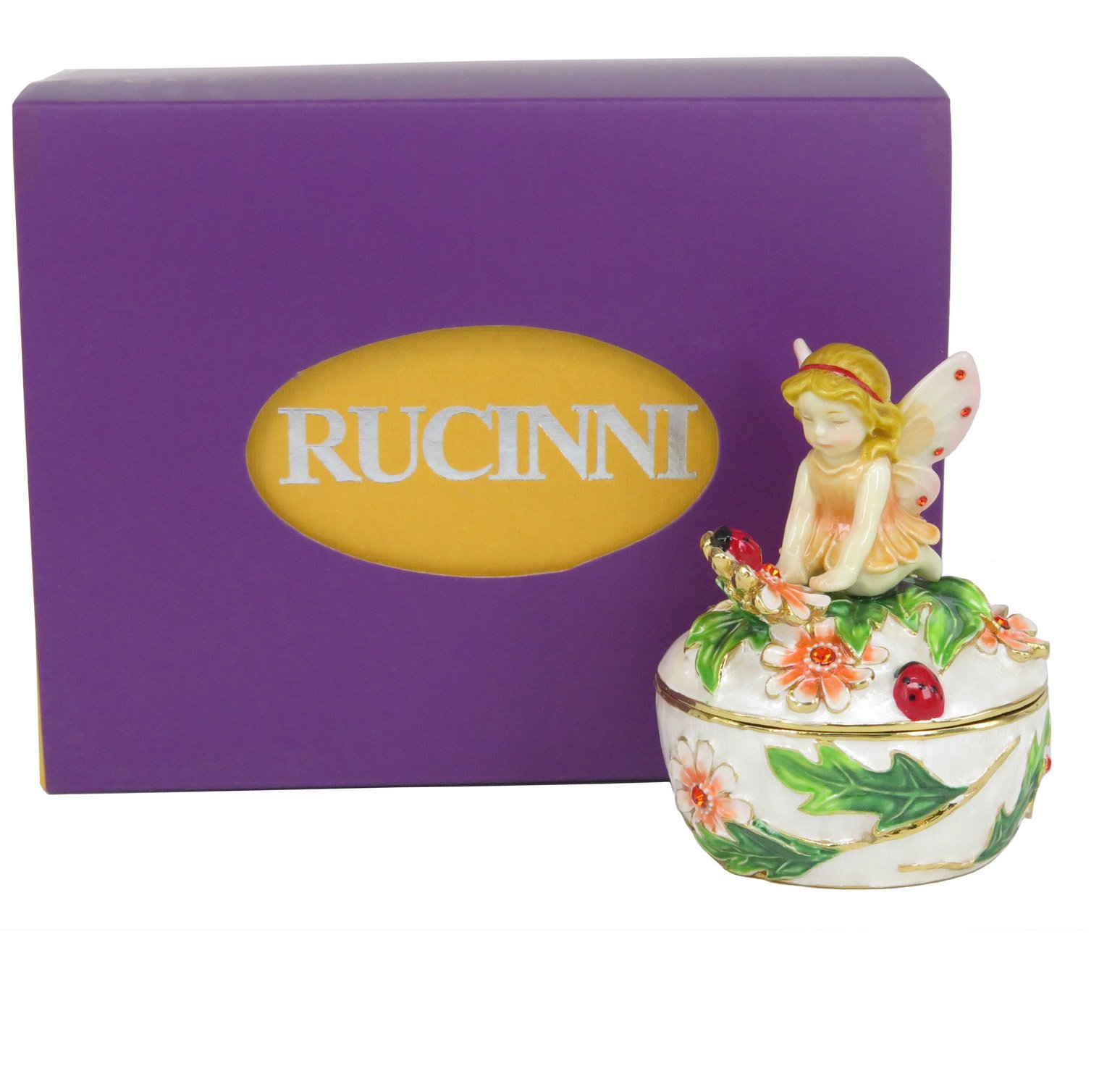 RUCINNI Crystal Jeweled Trinket Box - Gift for Women & Girls - Home Decor