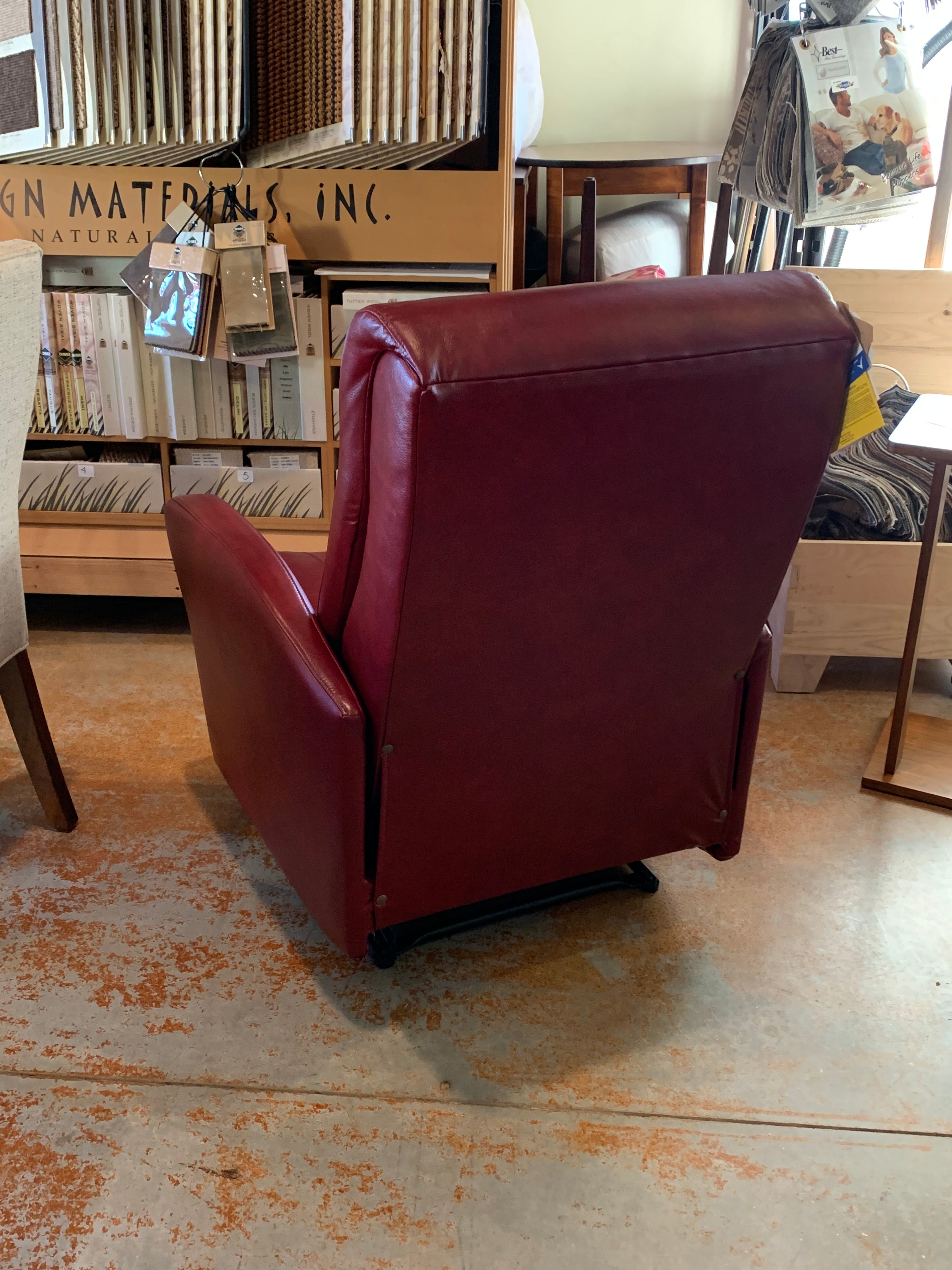 Compact Wall Hugger Recliner in Ruby Leather - Space-Saving Reclining Chair for Small Living Rooms & Home Theaters | Showroom Models Available