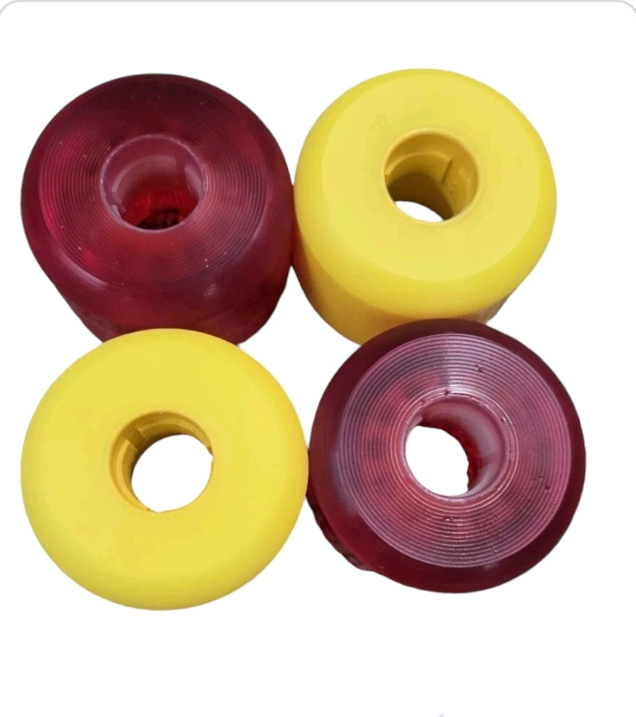 G&S YoYo Yellow and Red Mix Radius Back Skateboard Wheels 63mm 82a/86a - High Performance Wheels for Street Skating and Tricks | Perfect for Smooth Rides and Park Sessions