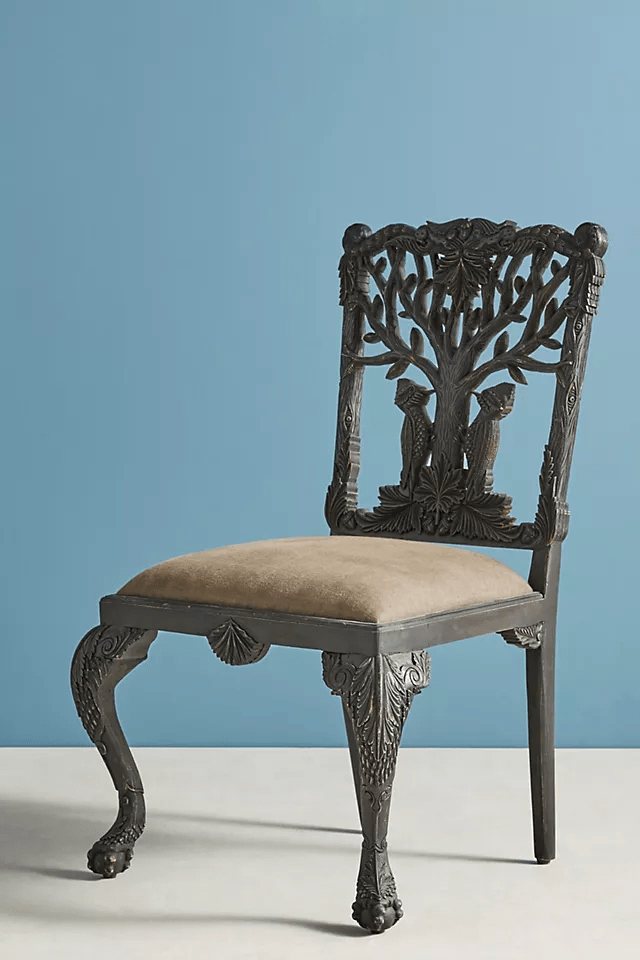 Hand Carved Menagerie Dining Chairs Set of 2 - Exotic Wooden Table Chairs for Kitchen, Dining Room & Restaurant - Elegant Handcrafted Wood Furniture for Home Decor