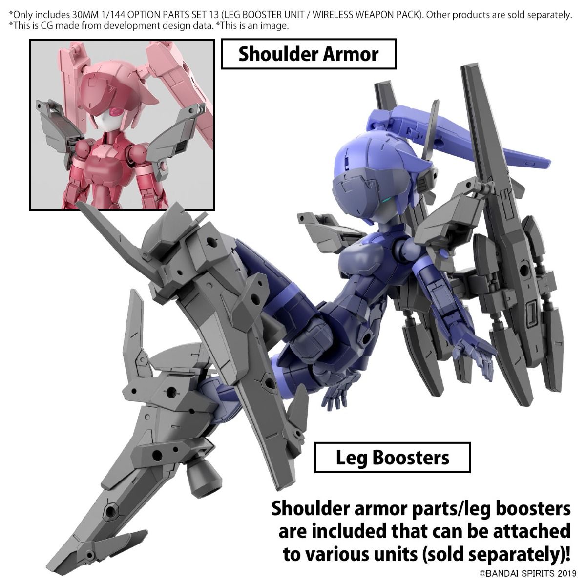 Bandai 30MM 1/144 Scale Option Part Set 13 - Leg Booster Unit & Wireless Weapon Pack for Custom Model Kits | Perfect for Gundam Builders and Sci-Fi Dioramas