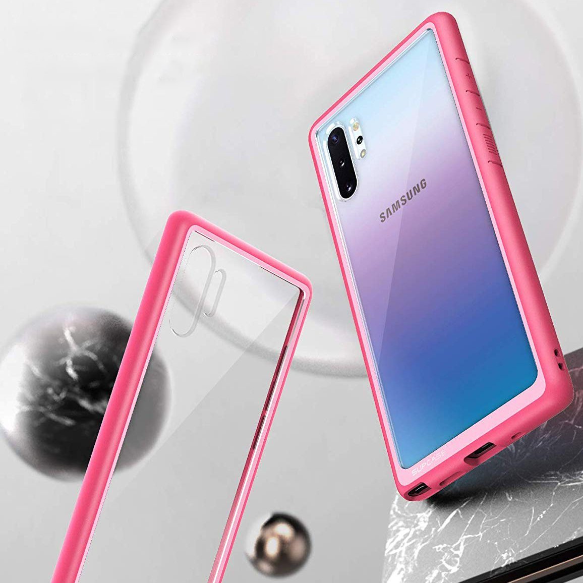 Samsung Galaxy Note10 Plus / Note10 Plus 5G Clear Protective Case - Slim Fit Shockproof Cover with Scratch Resistance in Pink | Perfect for Work, Travel & Everyday Use