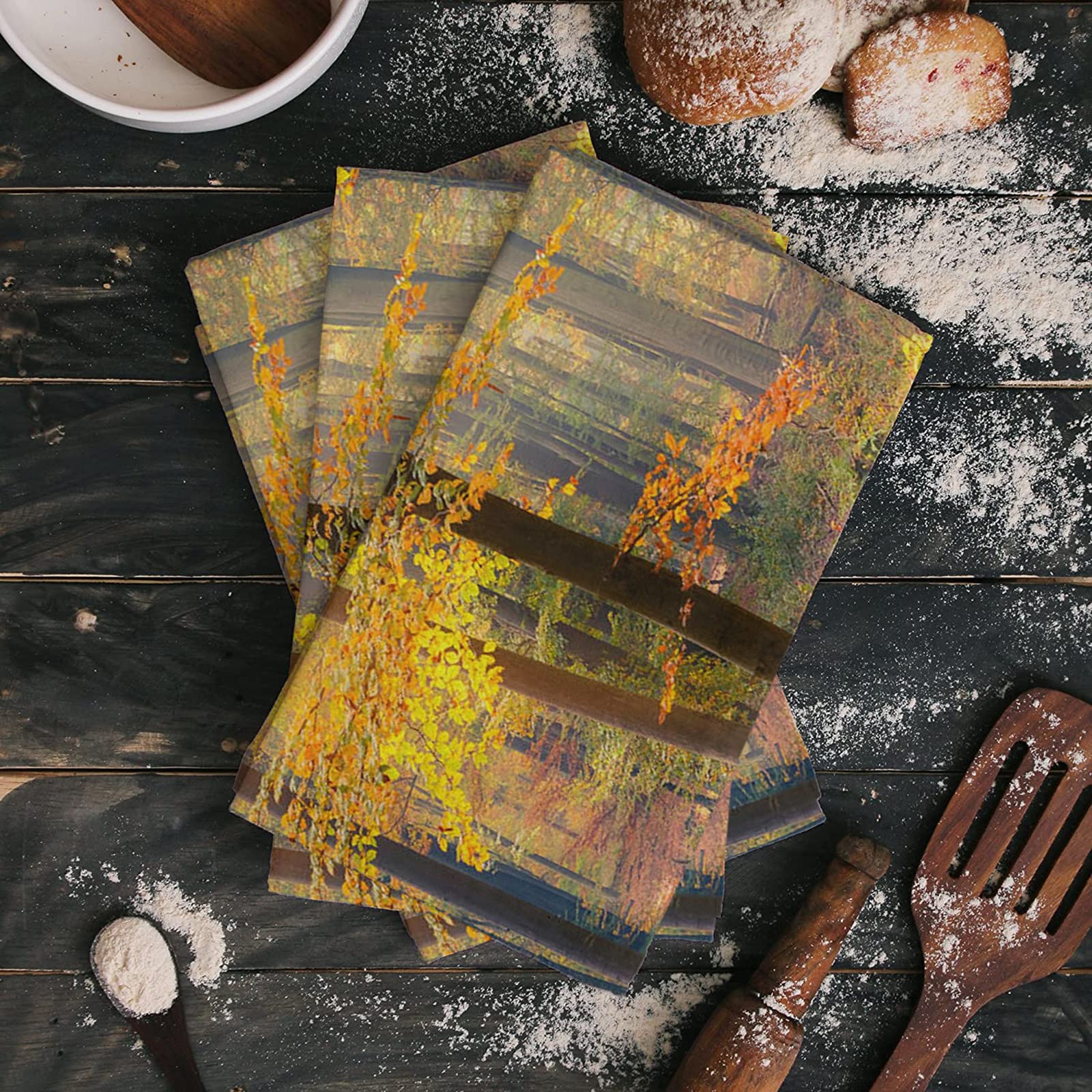 Premium 4-Pack Autumn Leaves Kitchen Towels Set - 18