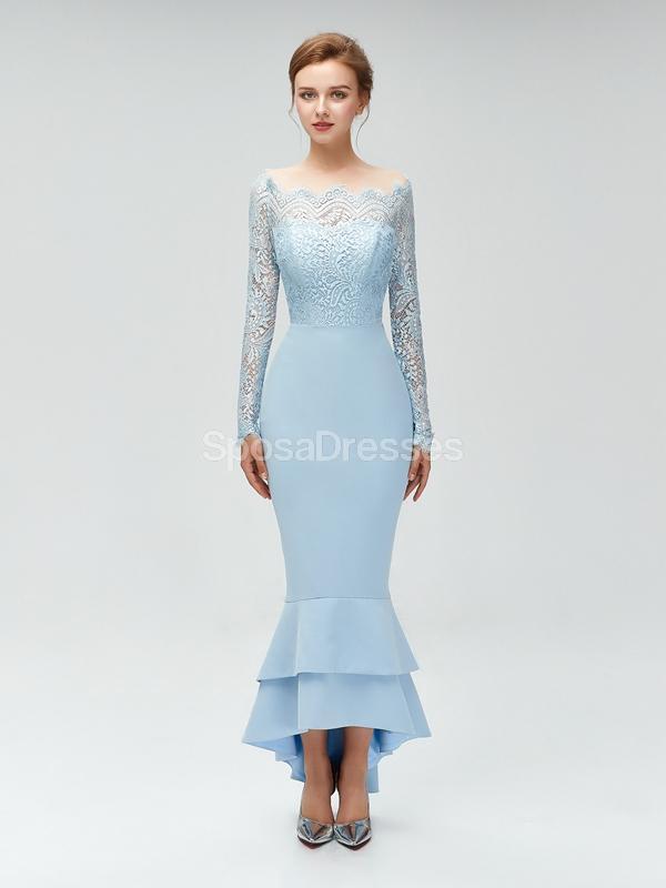 Elegant Long Sleeve Lace Mermaid High-Low Bridesmaid Dress - WG580 | Perfect for Weddings, Proms & Formal Events
