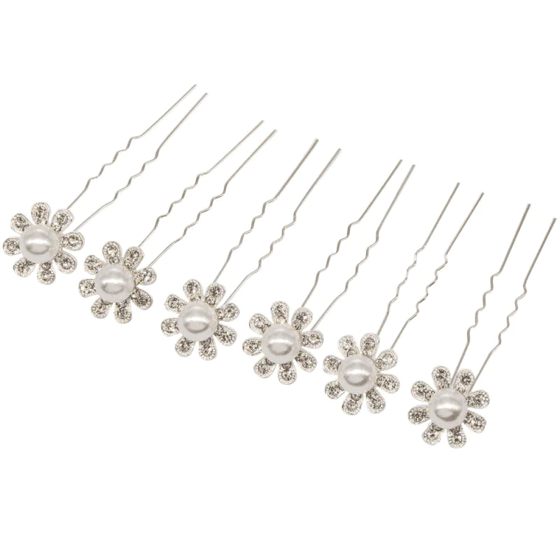 Elegant Crystal Flower Wedding Hair Pins - Bridal Hair Accessories for Bridesmaids, Prom & Special Occasions (Style 9764) | Perfect for Weddings, Parties & Formal Events