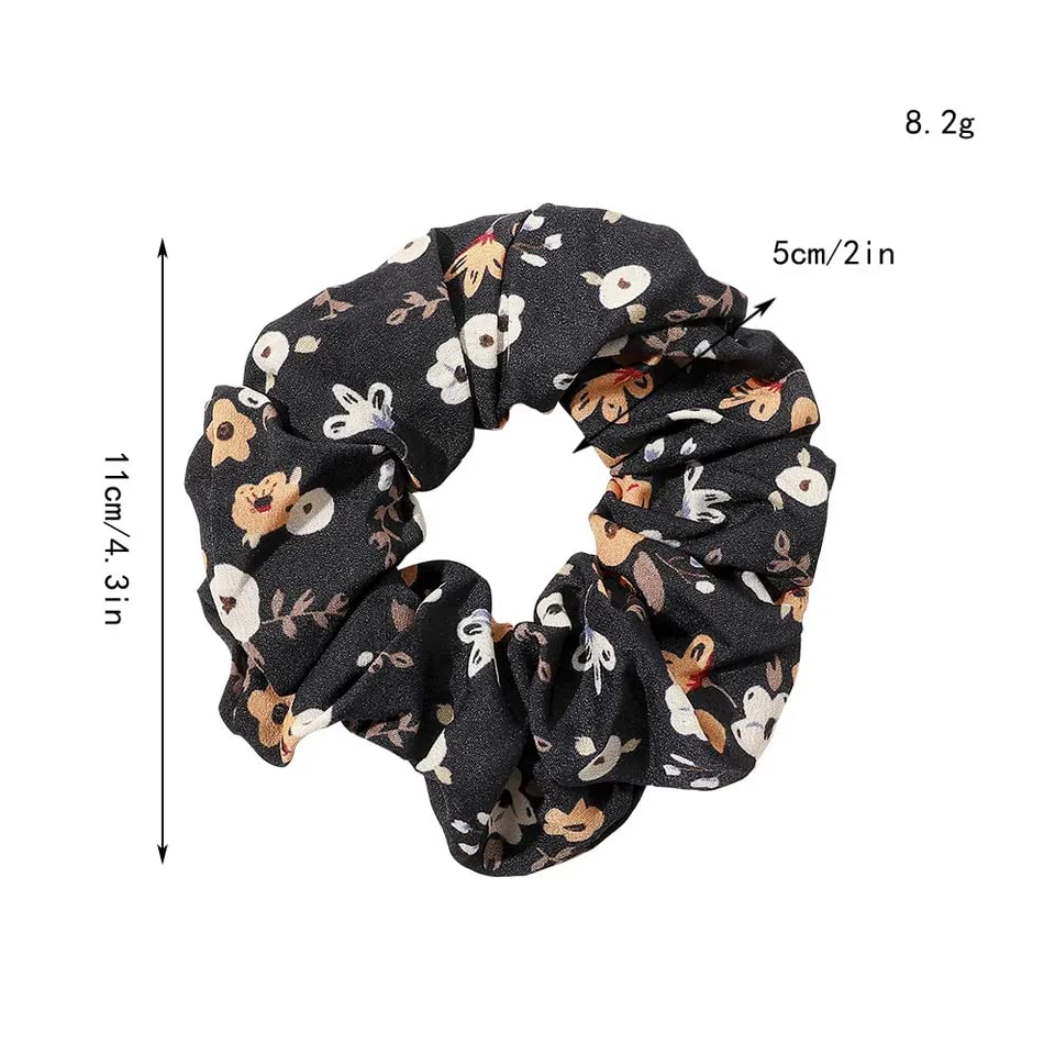 Blubby 12 Pcs Chiffon Hair Bands - Soft Ponytail Holders & Floral Hair Scrunchies for Women Girls - Hair Accessories Set for Everyday, School, Party & Wedding (12 Random Designs)