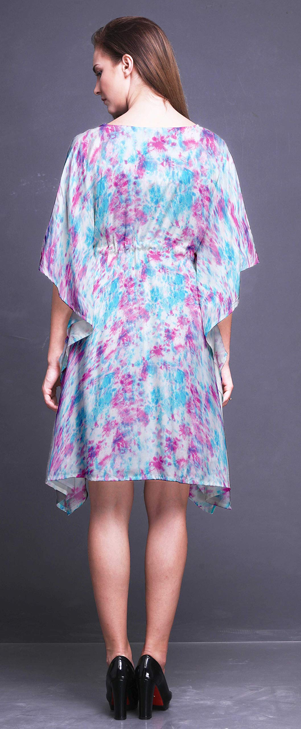 Bimba Women's Short Caftan Midi Dress - Beach Cover Up, Swimwear Cover Up, Summer Boho Kaftan Dress for Pool, Vacation & Resort Wear