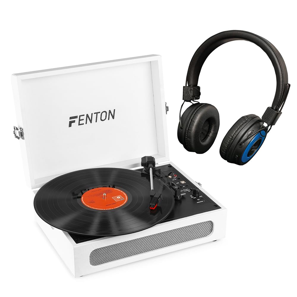Fenton RP118F Vintage Bluetooth Record Player with Built-in Speakers - Wireless Vinyl Turntable, USB MP3 Encoding, 3-Speed (33/45/78 RPM) - Perfect for Home Entertainment & Vinyl Collection Digitizing