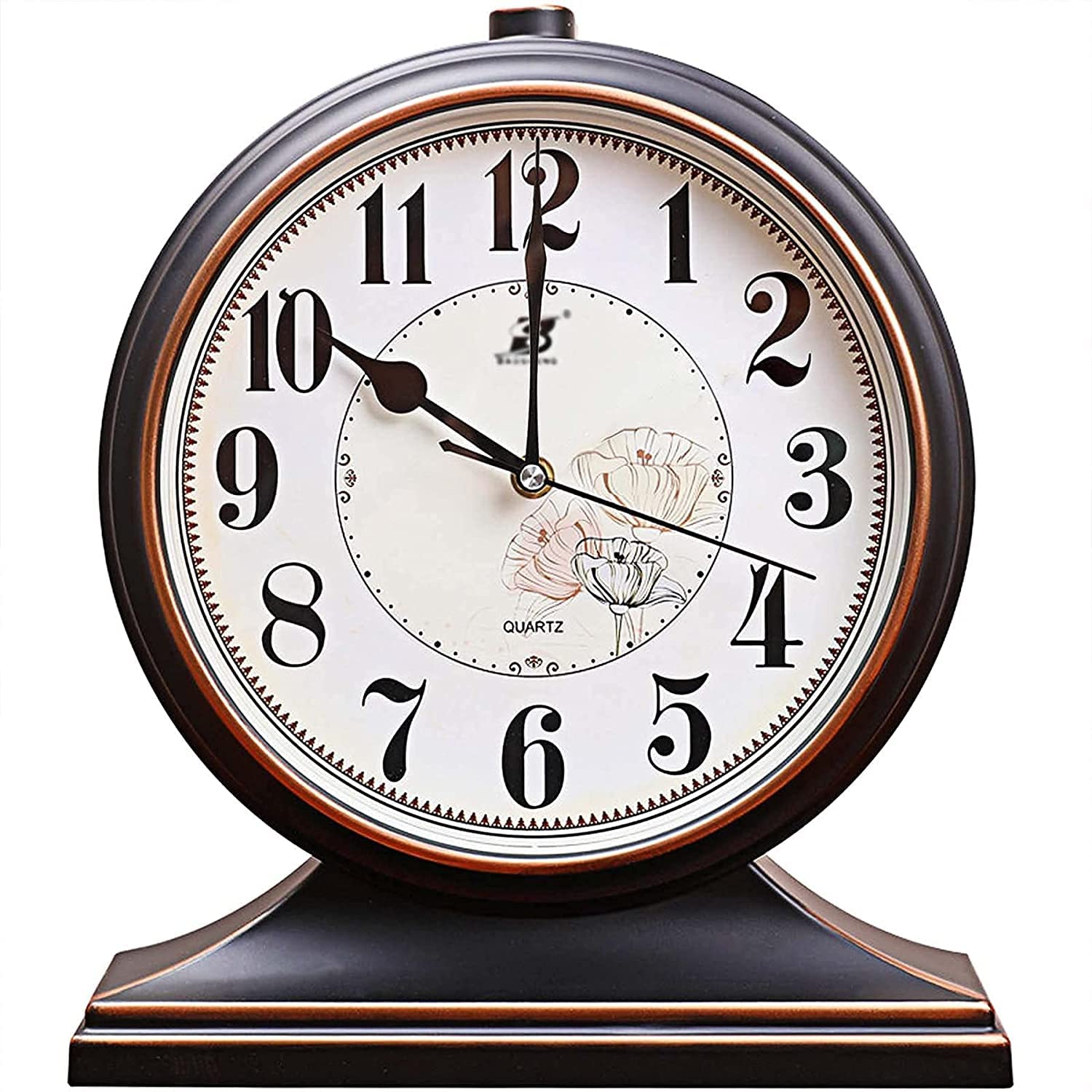 Silent Wood Mantel Clock - Battery Operated Retro Desk Clock for Living Room, Bedroom & Office Decor - Perfect for Home, Wedding & Gift Scenes