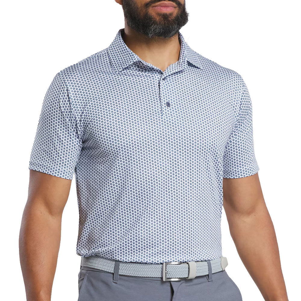 FootJoy Houndstooth Geo Lisle Men's Golf Polo Shirt - Moisture-Wicking & UV Protection for Comfortable Golfing & Outdoor Activities