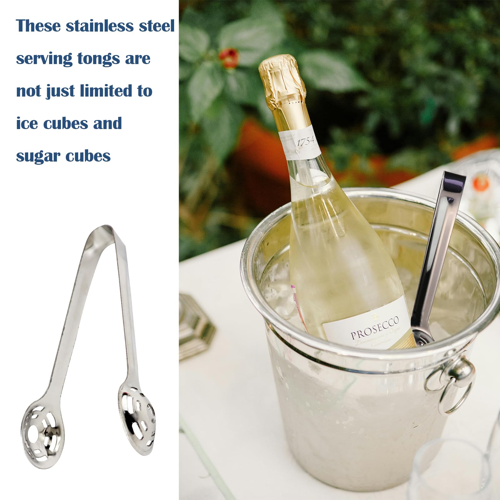 Stainless Steel Whiskey Ice Cube Tongs - Reusable Metal Ice Ball & Sphere Tongs for Chilling Beverages, Cocktails, and Iced Tea - Perfect for Home Bars, Parties, and Gift Giving