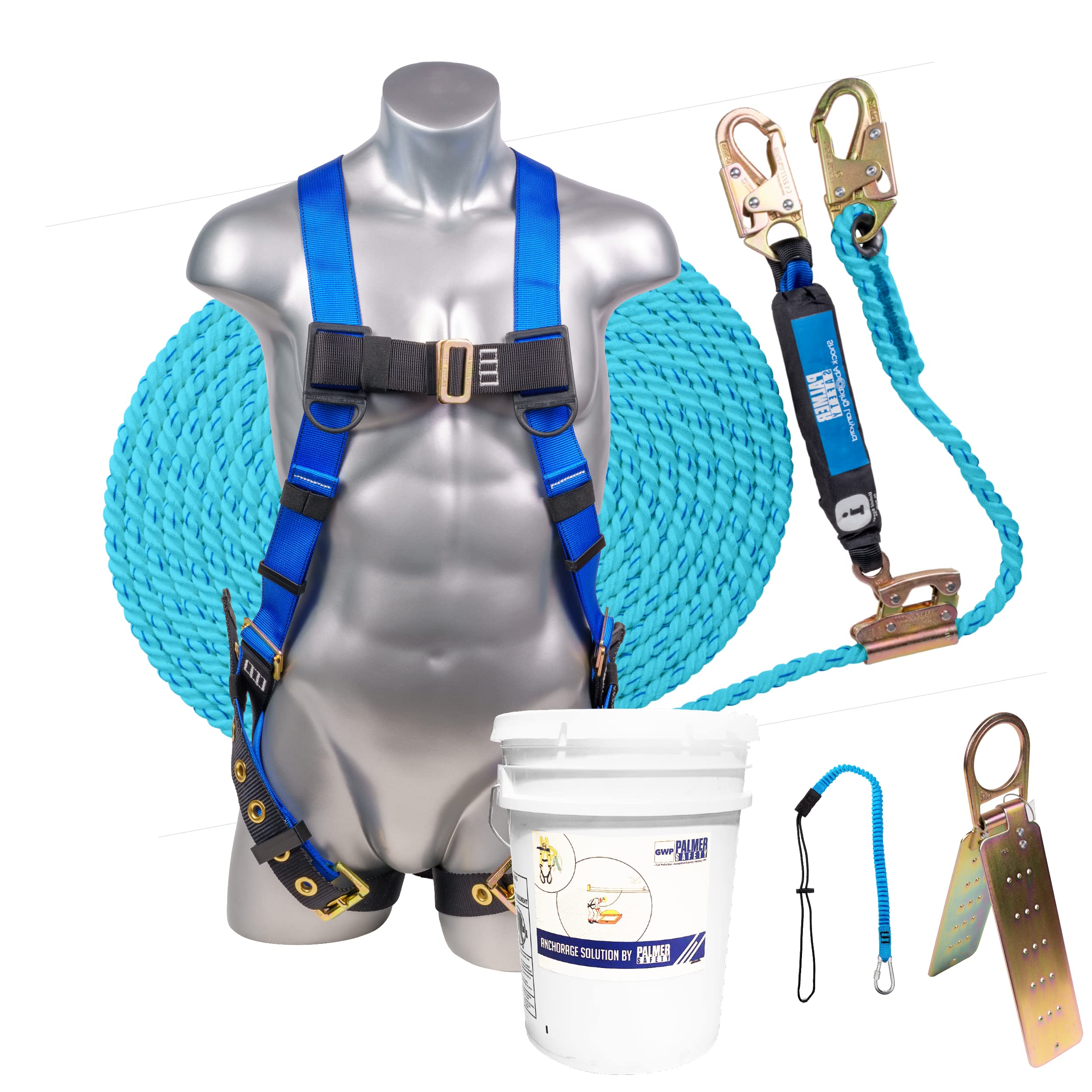 Palmer Safety V5504 Roofing Kit - Construction Safety Harness with Vertical Lifeline Assembly & Duffle Bag | Fall Protection Gear for Roofing, Construction & Maintenance Work