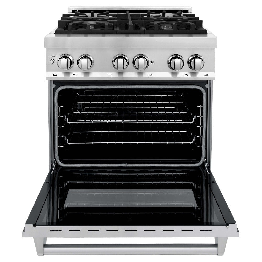 ZLINE 30 Inch Stainless Steel Dual Fuel Range with Over-the-Range Microwave - Traditional Handle Kitchen Package (2KP RAOTRH30) | Perfect for Modern Home Cooking & Baking