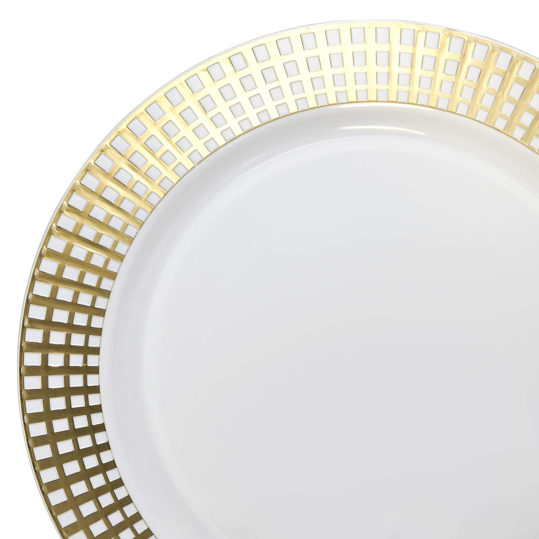 40-Pack Disposable Plastic Plates for Weddings & Parties - 10.25'' Elegant White & Gold Dinner Plates | Perfect for Bridal Showers, Baby Showers, and Formal Events