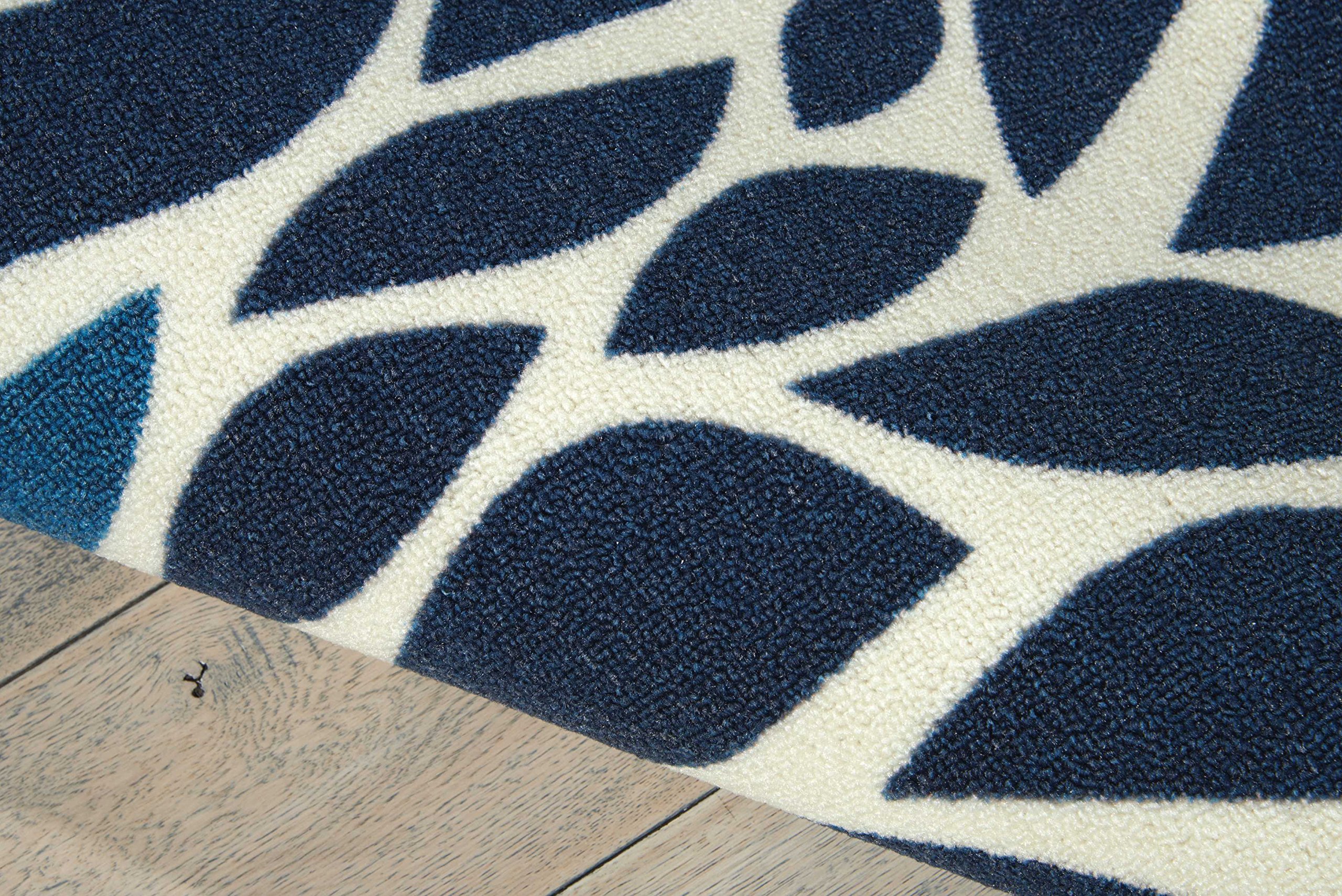 Nourison 10' x 13' Indoor/Outdoor Area Rug - Blue, Easy to Clean, Non-Shedding, Soft & Durable for Bedroom, Living Room, Dining Room, Kitchen - Perfect for Home Decor & Outdoor Patio Use