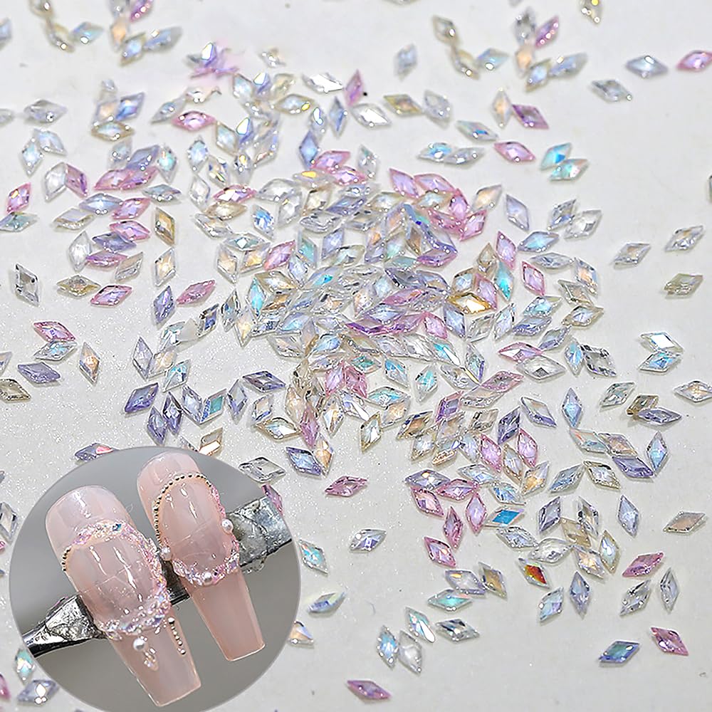 50 Pcs Mixed Color Tiny Zircon Rhombus Nail Rhinestones - Sparkling Nail Gems, Crystals & Diamonds for DIY Nail Art, Manicure, Pedicure & Nail Charm Decorations - Perfect for Nail Salons, Home Nail Art, Parties & Special Occasions