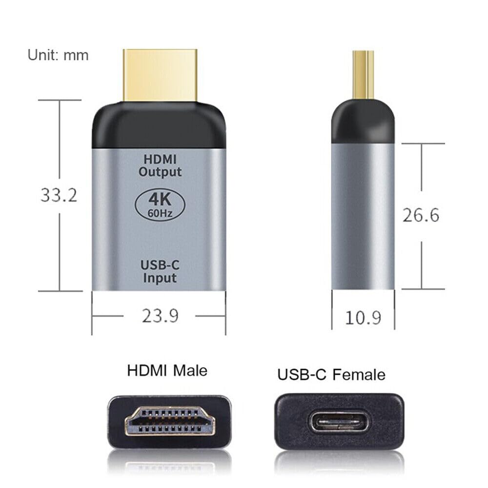 TEAFIRST USB 3.1 Gen 2 Type C to HDMI Adapter, USB-C Female to HDMI 2.0 Male Converter, 4K@60Hz Ultra HD Video Output - Perfect for MacBook, Chromebook, Laptop & TV Screen Mirroring