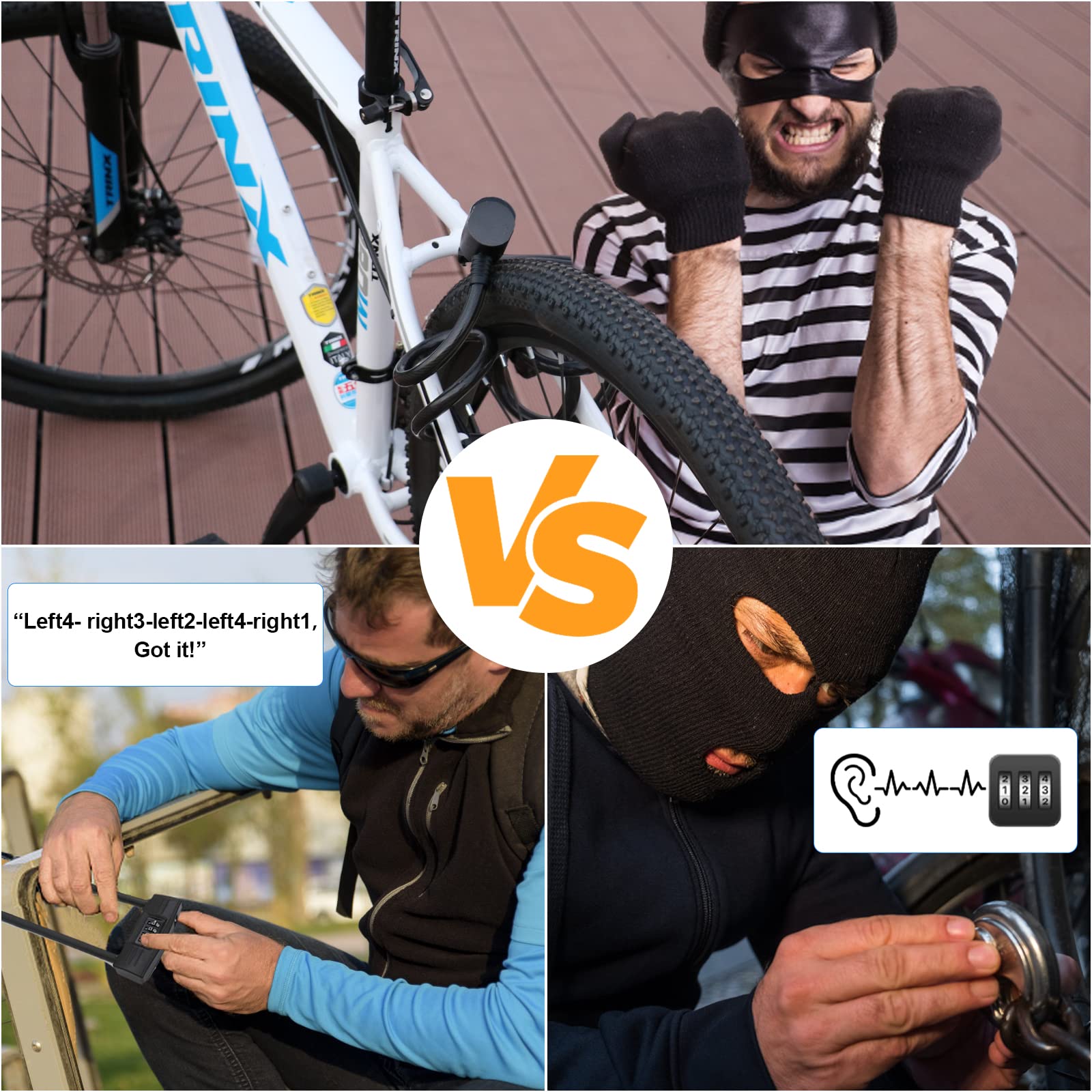 eLinkSmart Keyless Waterproof Bicycle Lock - 150cm Long Steel Cable Lock for Bike, Scooter, Motorcycle, Door, Fence & Gate - Fingerprint Unlock, Phone App Remote Control (iOS/Android Compatible) - Perfect for Urban Commuting, Outdoor Adventures & Home Security