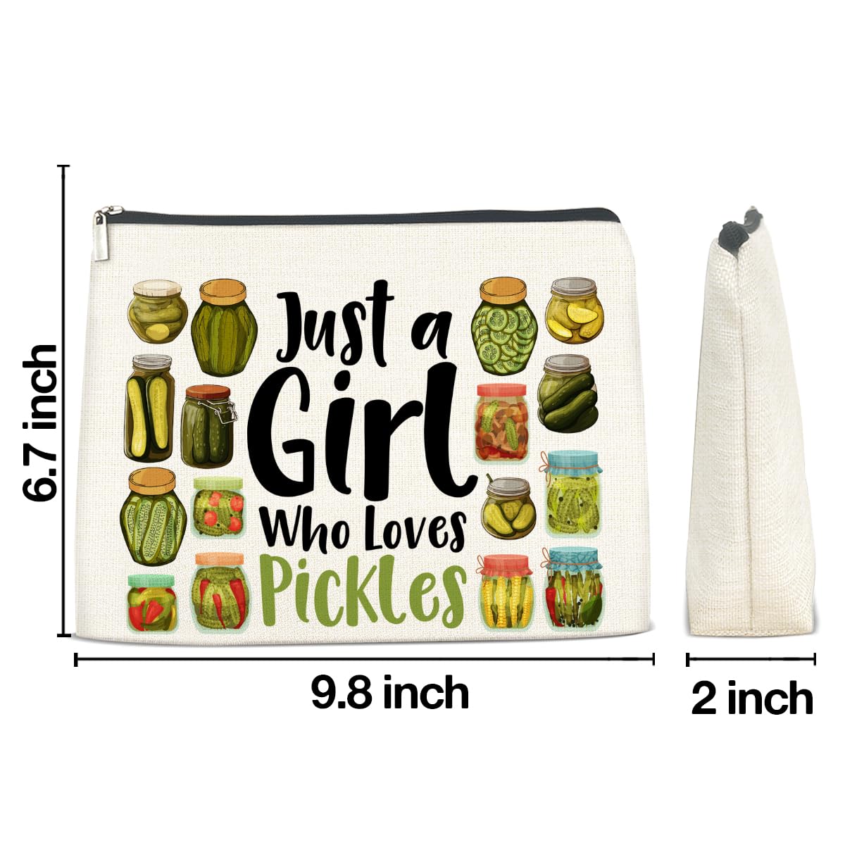 Pickle Themed Makeup Bag for Women - Cute Cosmetic Pouch with Zipper - Perfect Gift for Pickle Lovers - Great for Travel, Gym & Daily Use
