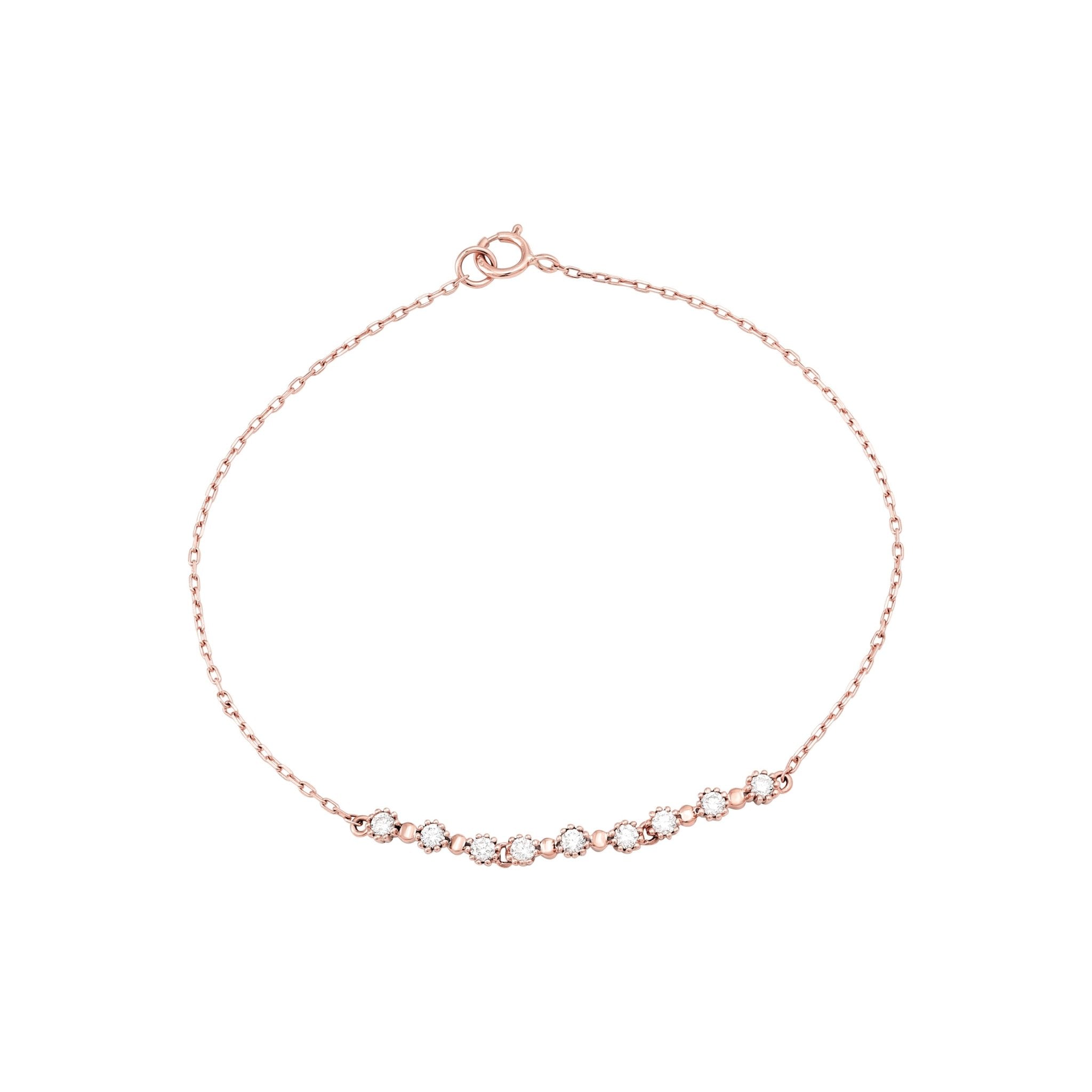14K Rose Gold Mini Diamond Bezel Tennis Bracelet for Women - Elegant Everyday Jewelry & Special Occasion Gift