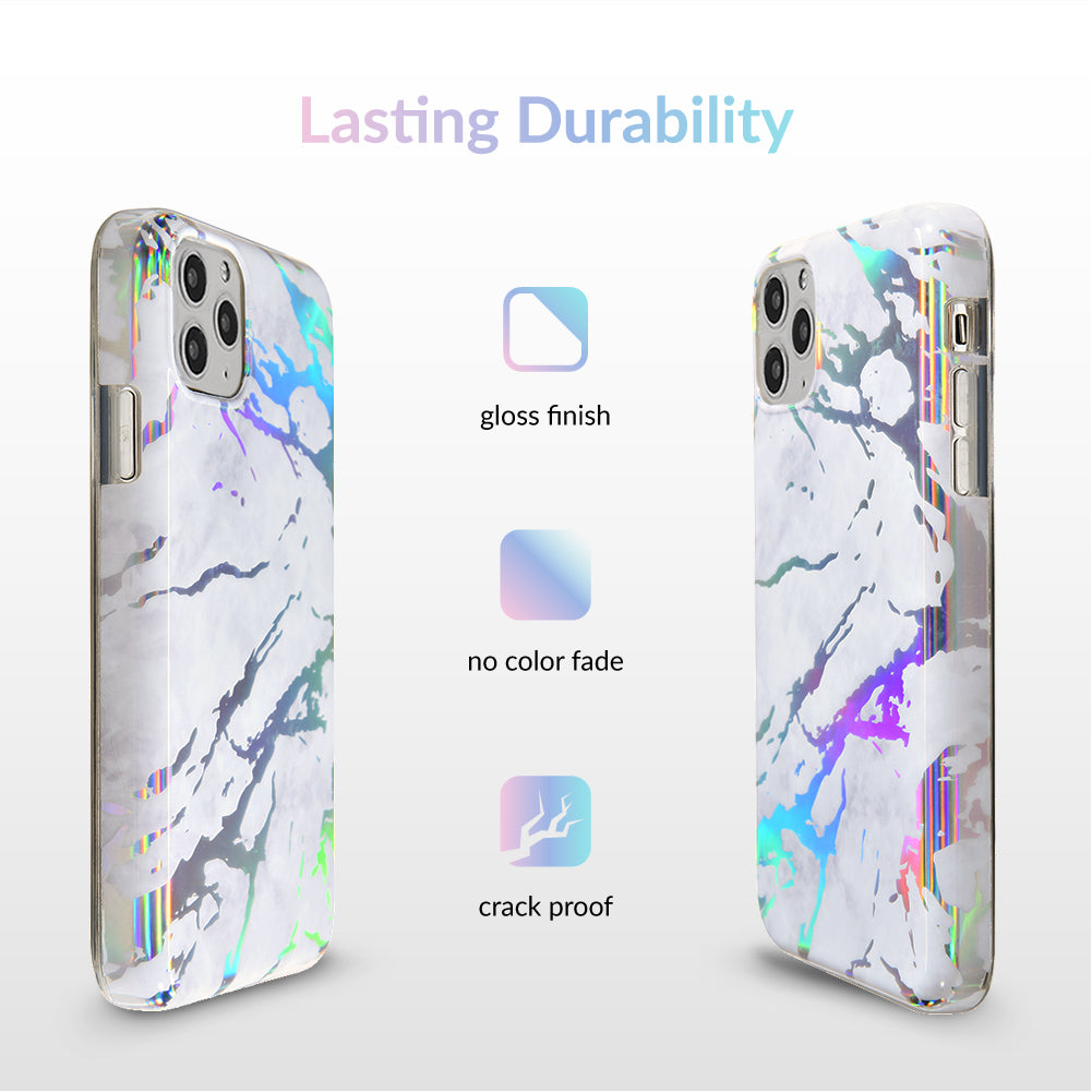 Holo White Marble iPhone Case - Premium Protective Cover for iPhone [Model] | Shatterproof & Scratch-Resistant | Perfect for Everyday Use, Travel & Gifting