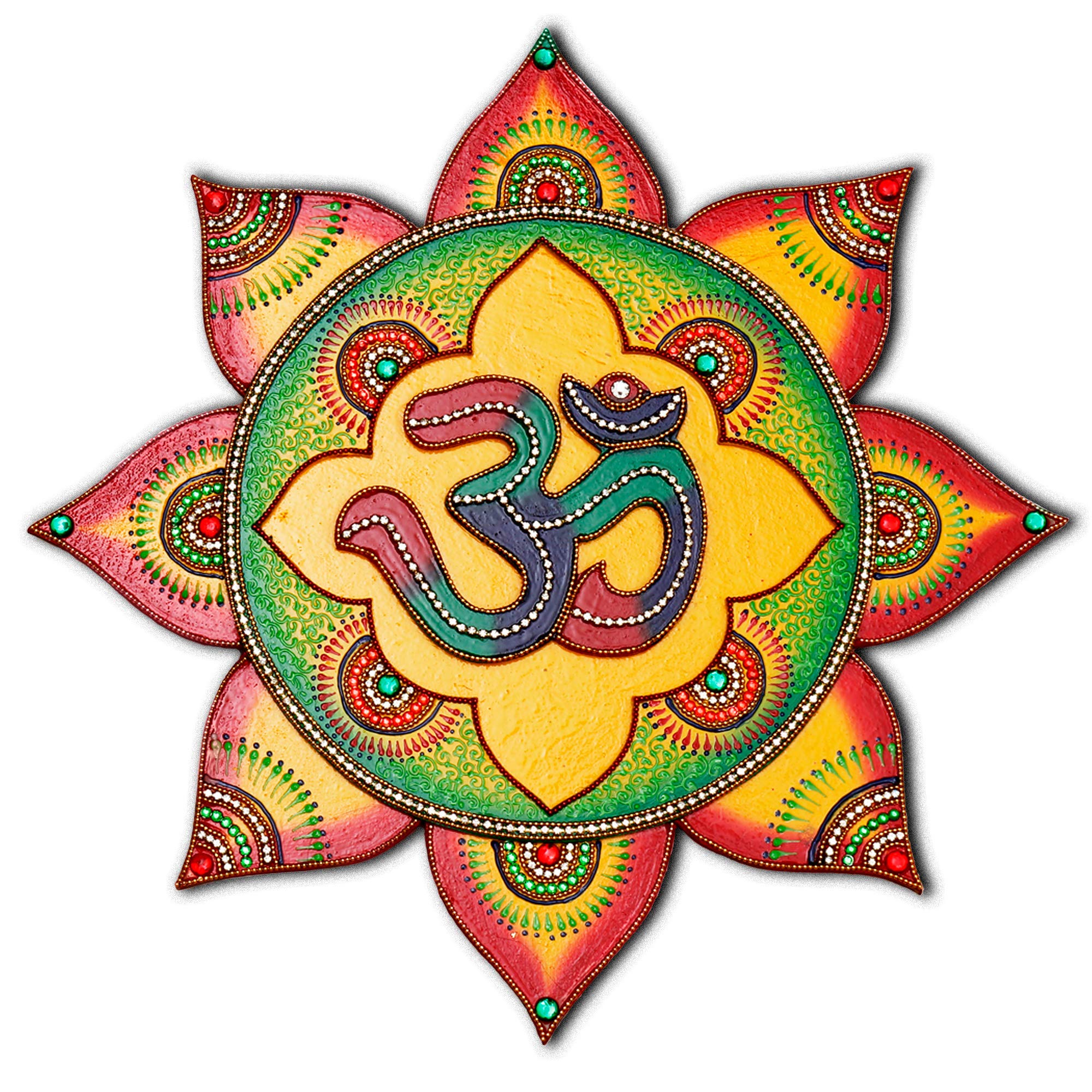 Handmade Om Symbol Wooden Wall Art - Boho Home Decor for Living Room, Bedroom & Meditation Space - 100% Handcrafted in India - Spiritual Wall Hanging for Yoga Studio & Zen Decor