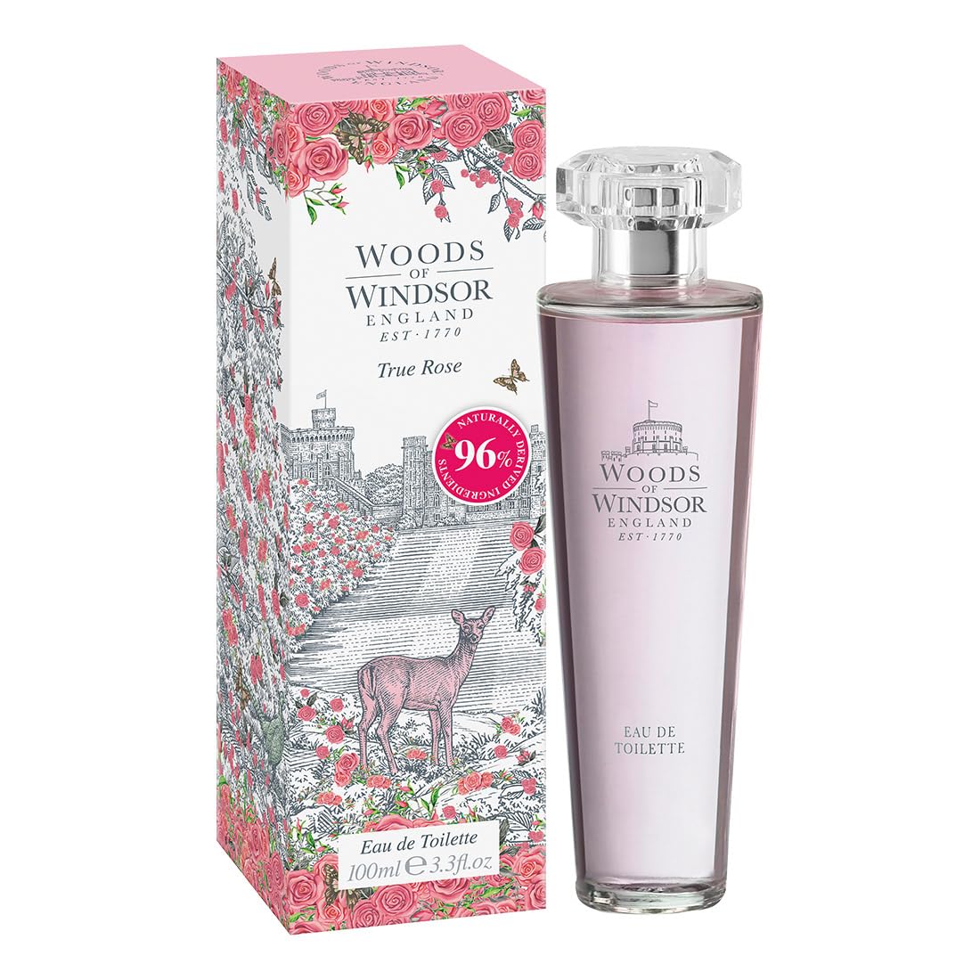 Woods of Windsor True Rose Eau de Toilette for Women | Floral Perfume with Violet Leaf & Rose Otto Notes | 100ml Long-Lasting Rose Scent | Perfect for Date Nights, Weddings & Special Occasions