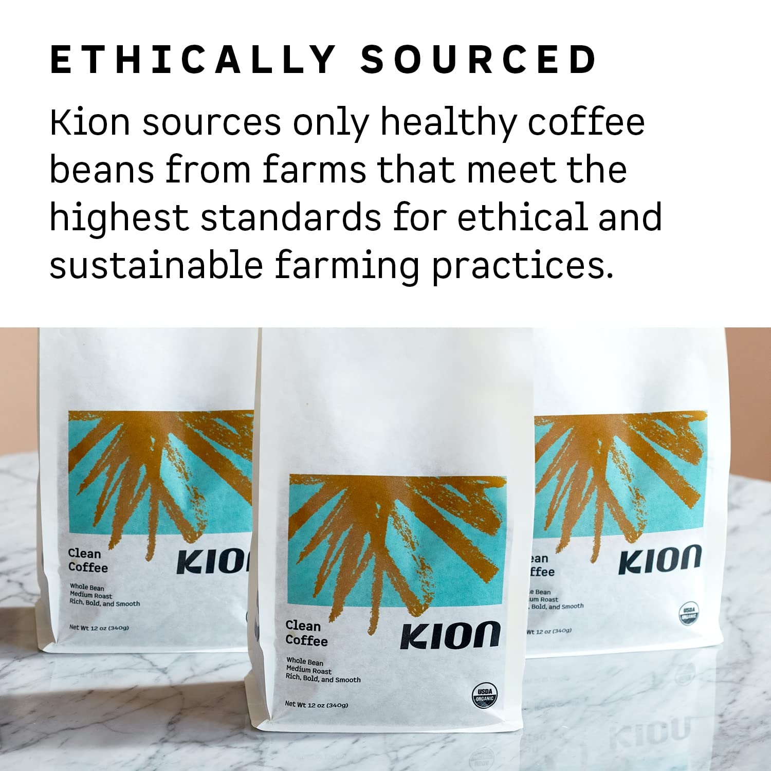 Organic Ground Coffee by Kion - Medium Roast, 12 Oz (3 Pack) | Toxin-Free, Ethically Sourced, Rich & Smooth Flavor | Perfect for Home Brewing, Office Use & Gifts