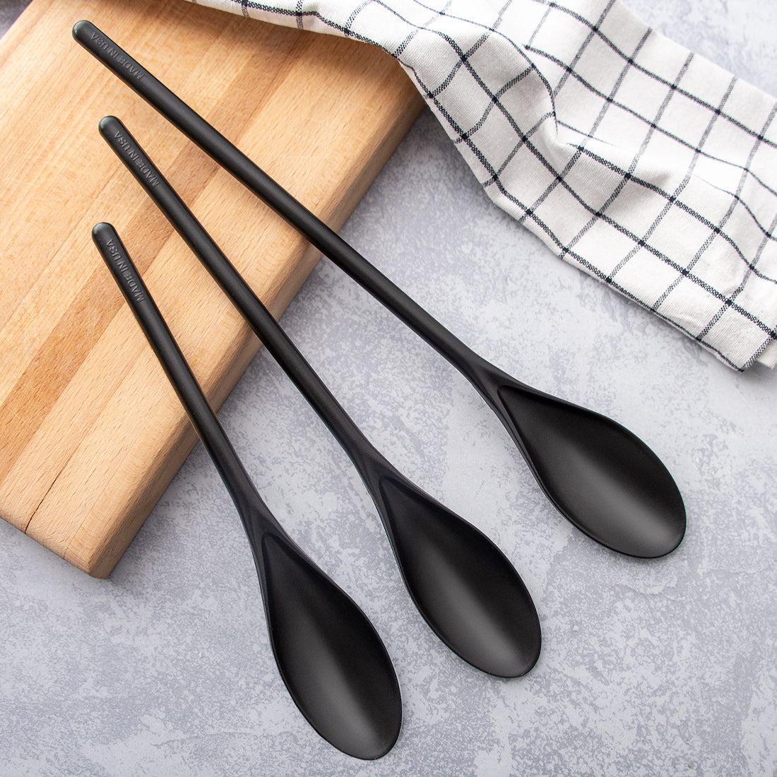 Premium Mixing Spoons Set - 5-Piece Stainless Steel Cooking Utensils for Baking & Kitchen - Ideal for Mixing Dough, Cake Batter, and Cooking Sauces