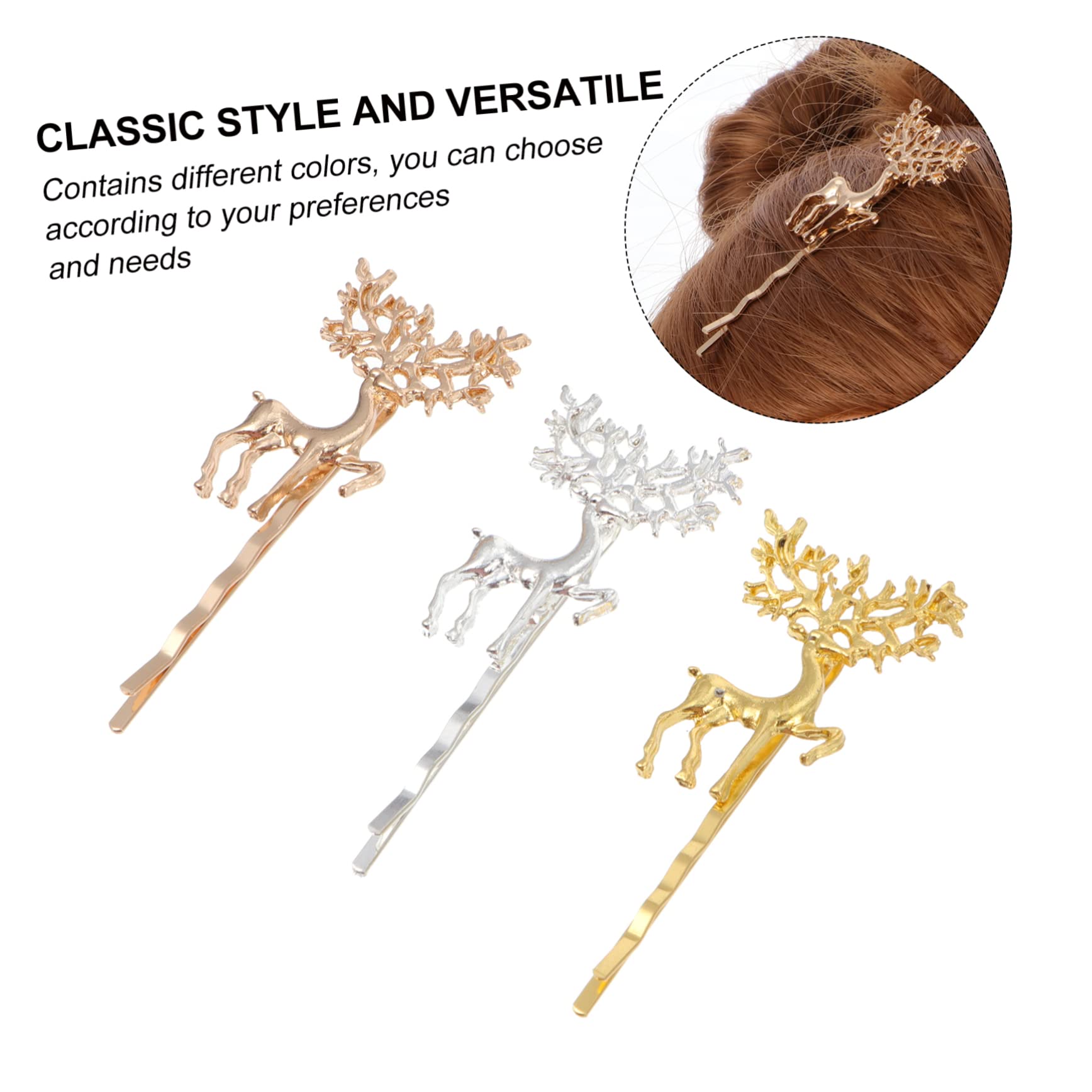 FOMIYES 12PCS Christmas Reindeer Hair Clips - Metal Alloy Hairpins for Women, Holiday Hair Accessories (Perfect for Christmas Parties, Festive Outfits & Gift Giving)