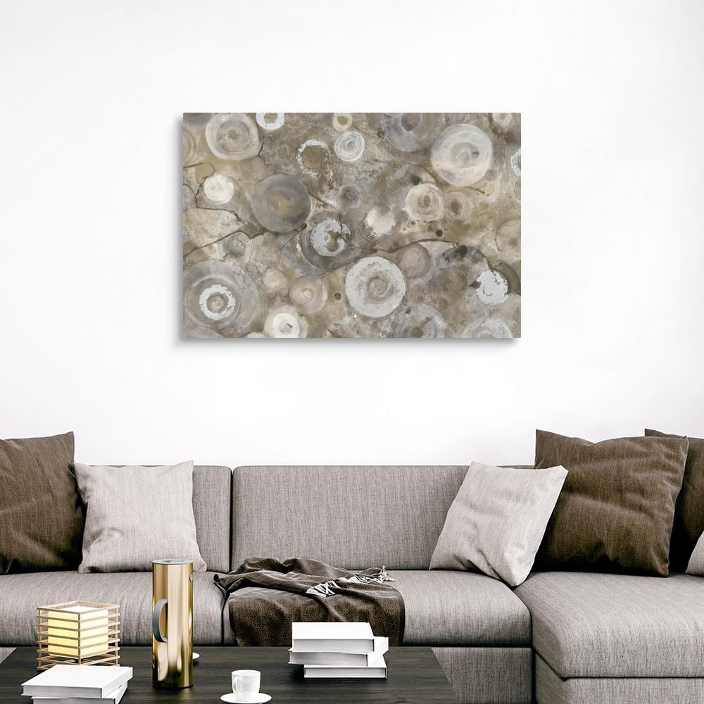Albena Hristova Neutral Agate Canvas Wall Art Print - 48x32 Inch Contemporary Abstract Painting for Modern Home Decor | Perfect for Living Room, Bedroom & Office Wall Art