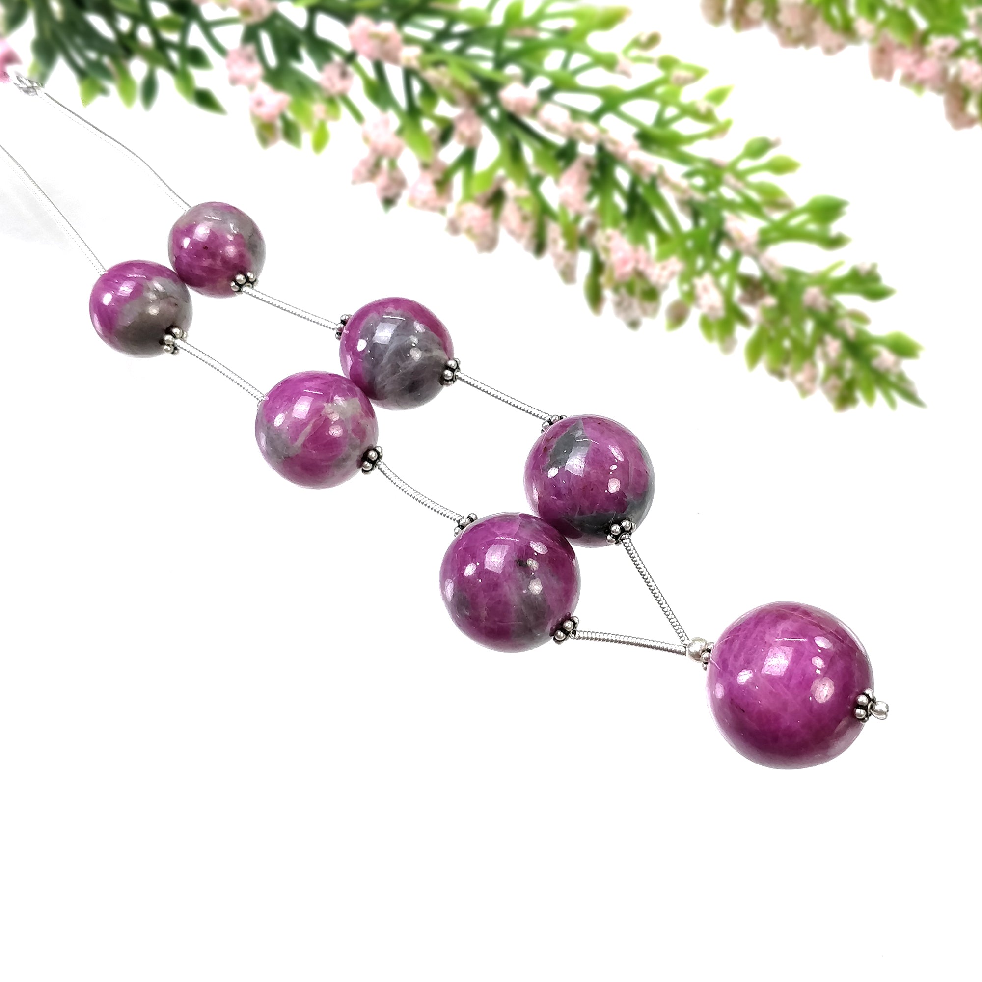 Natural Untreated Bi-Color Zoisite Ruby Loose Beads - 224.90cts (12mm-17.5mm) | High-Quality Gemstone Beads for Jewelry Making, DIY Crafts & Spiritual Healing