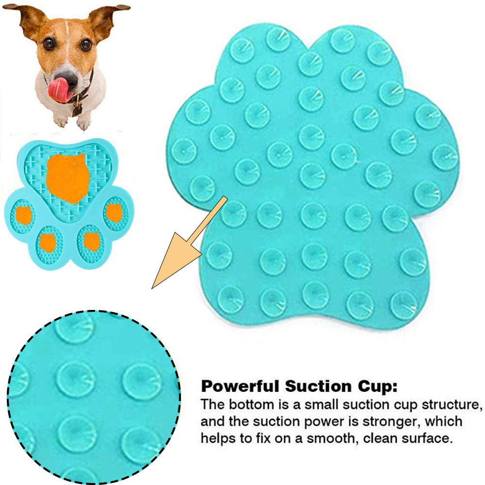 Dog Licking Mat for Anxiety Relief - Peanut Butter Slow Feeder Bowl with Strong Suction Cup for Wall - Pet Bathing, Grooming & Training Tool - Light Blue - Perfect for Stress Relief, Mealtime Fun & Puppy Training Sessions