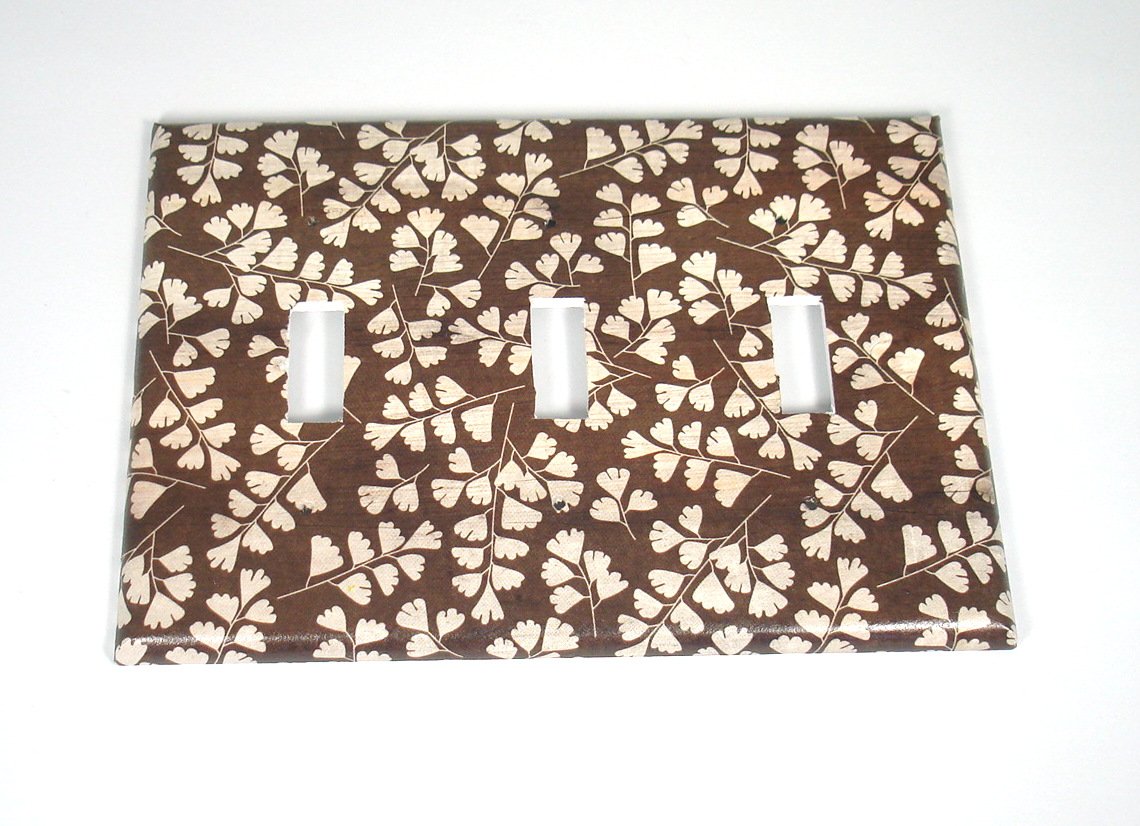 3 Gang Toggle Light Switch Cover Plate - Brown Leaf Design (267T) - Perfect for Bedroom, Living Room & Home Decor