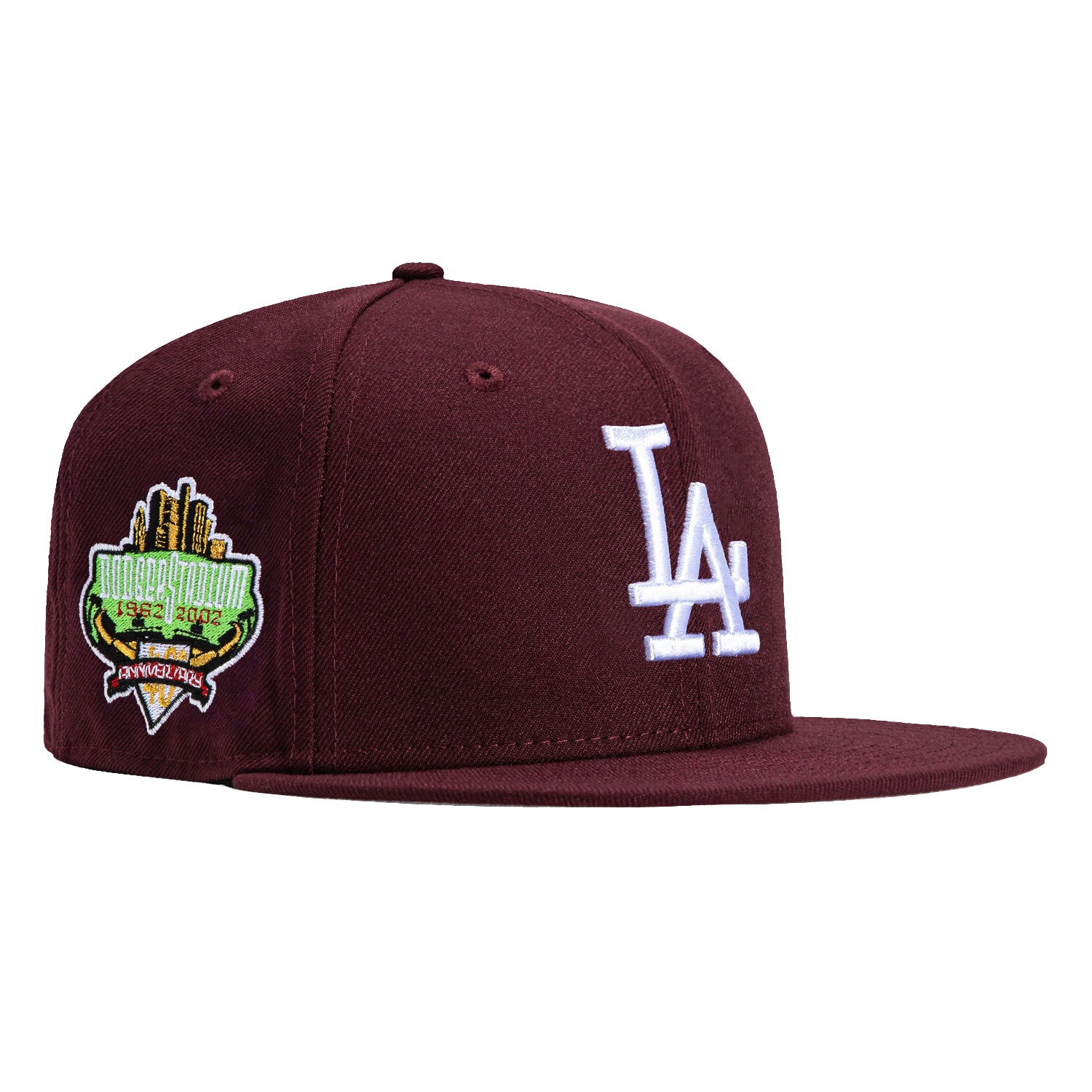 New Era 59Fifty Los Angeles Dodgers 40th Anniversary Snapback Hat with Stadium Patch - Maroon - Official MLB Licensed Baseball Cap for Men & Women - Perfect for Games, Collecting & Streetwear Fashion